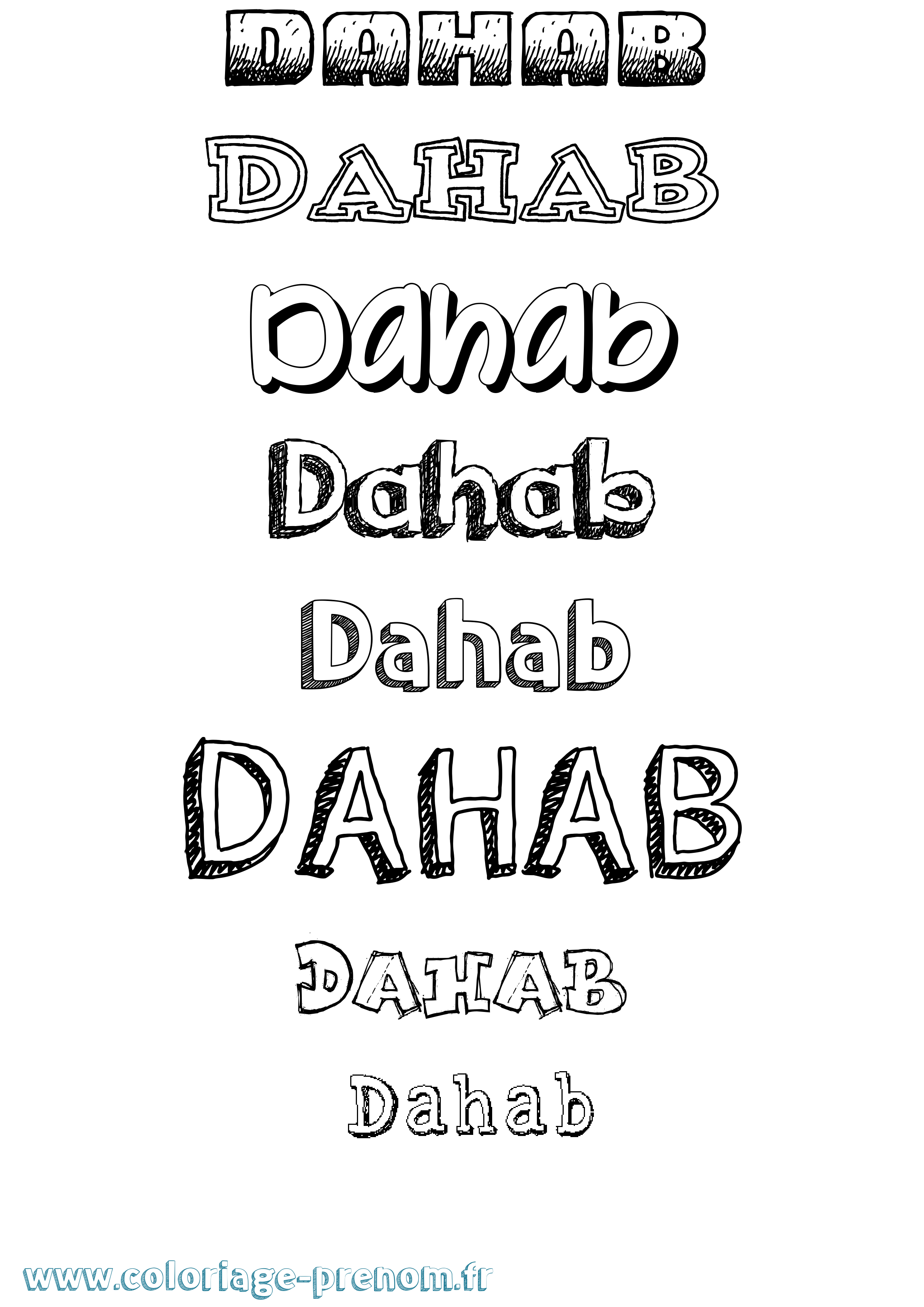 Coloriage Dahab Dessiné Coloriage prénom Dahab Dessiné