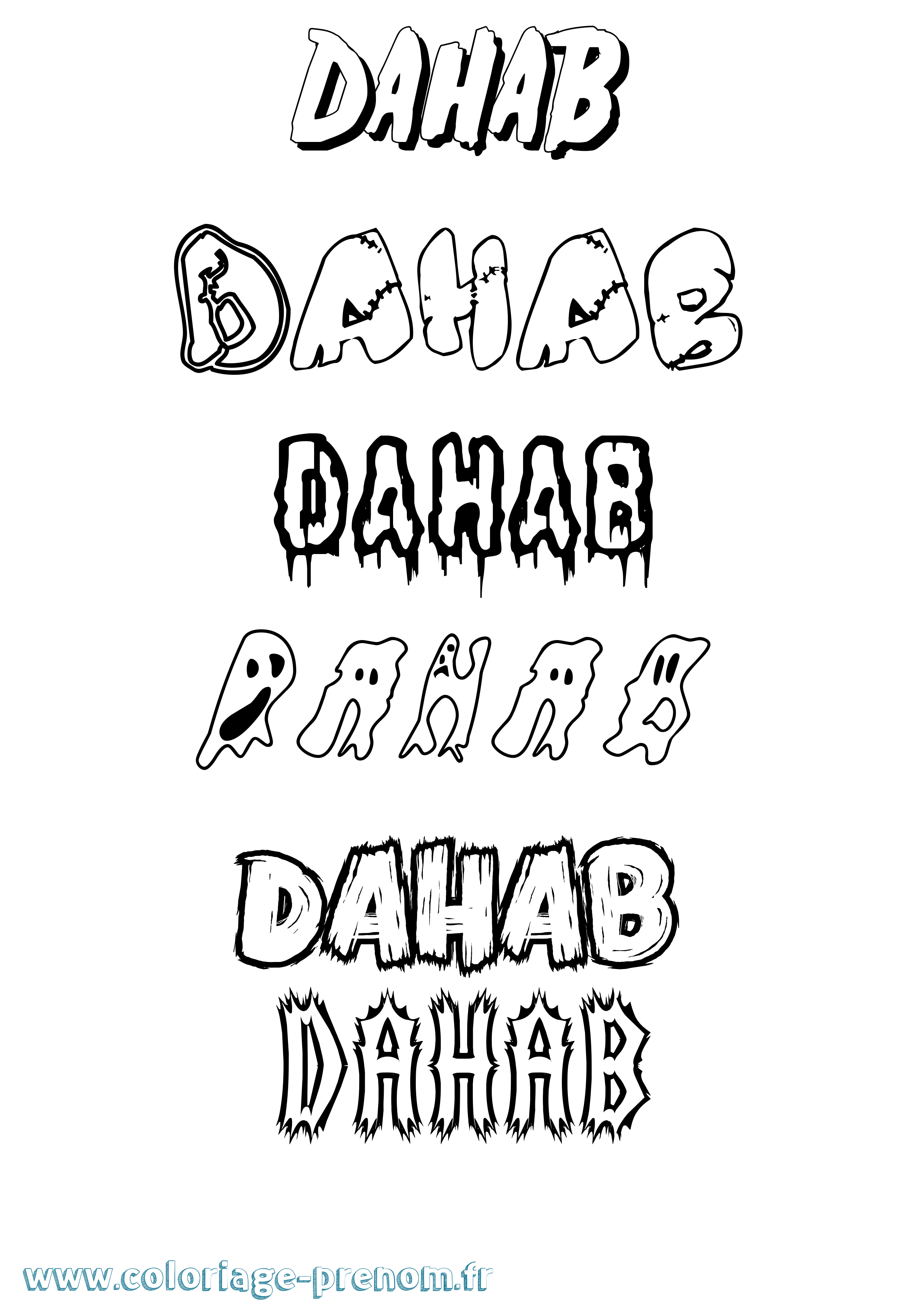 Coloriage prénom Dahab Frisson