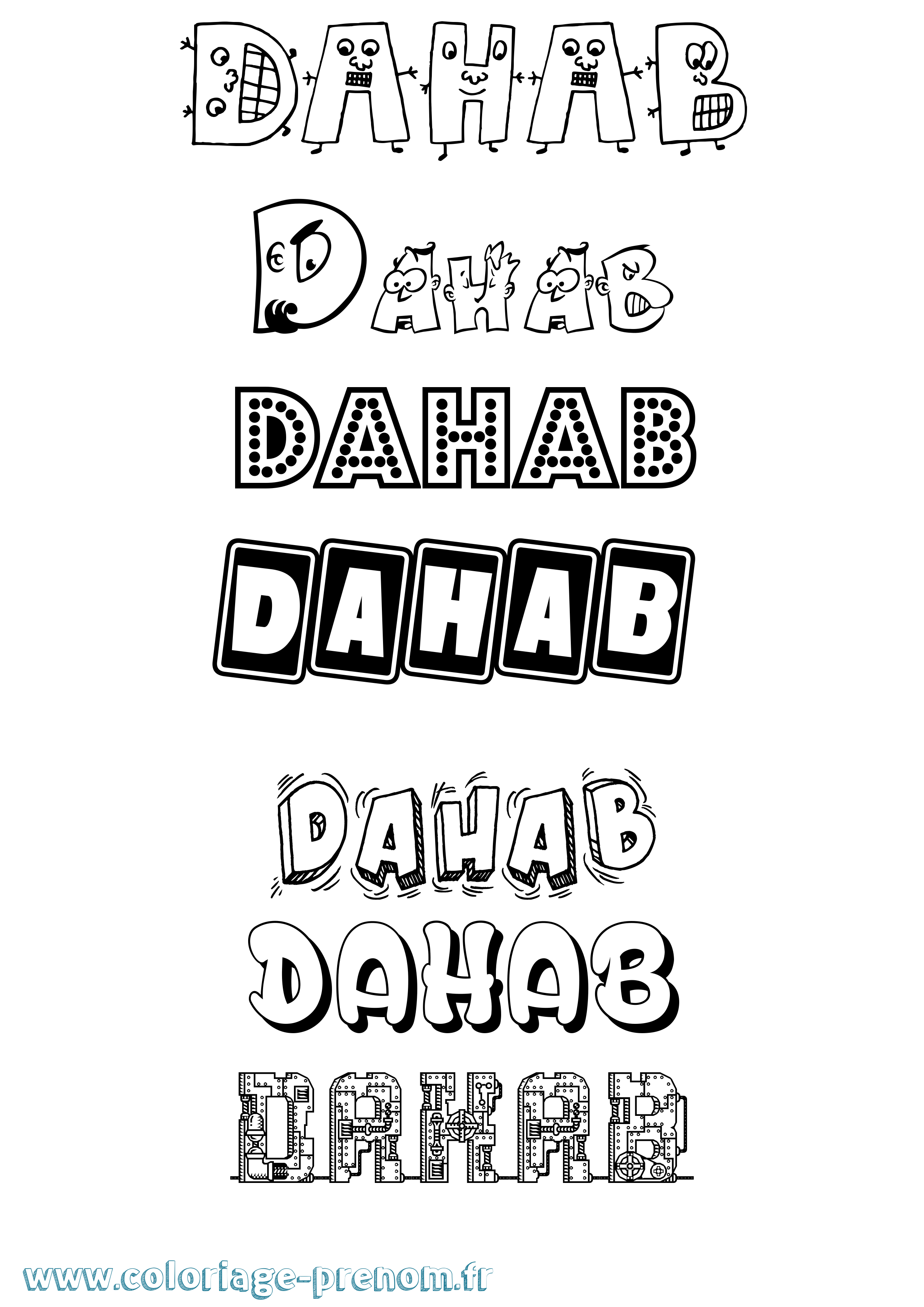 Coloriage Dahab Fun Coloriage prénom Dahab Fun