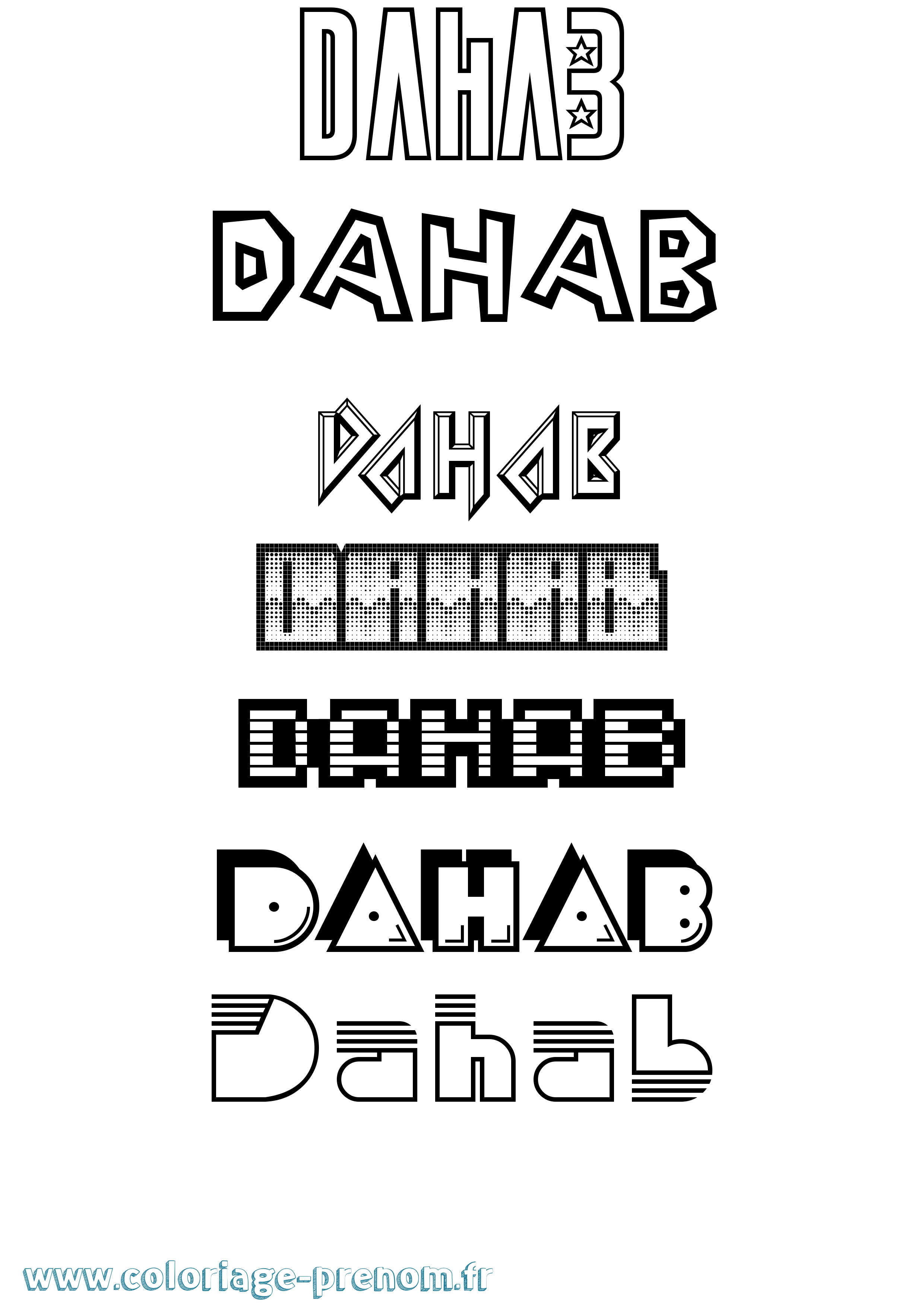 Coloriage prénom Dahab Jeux Vidéos