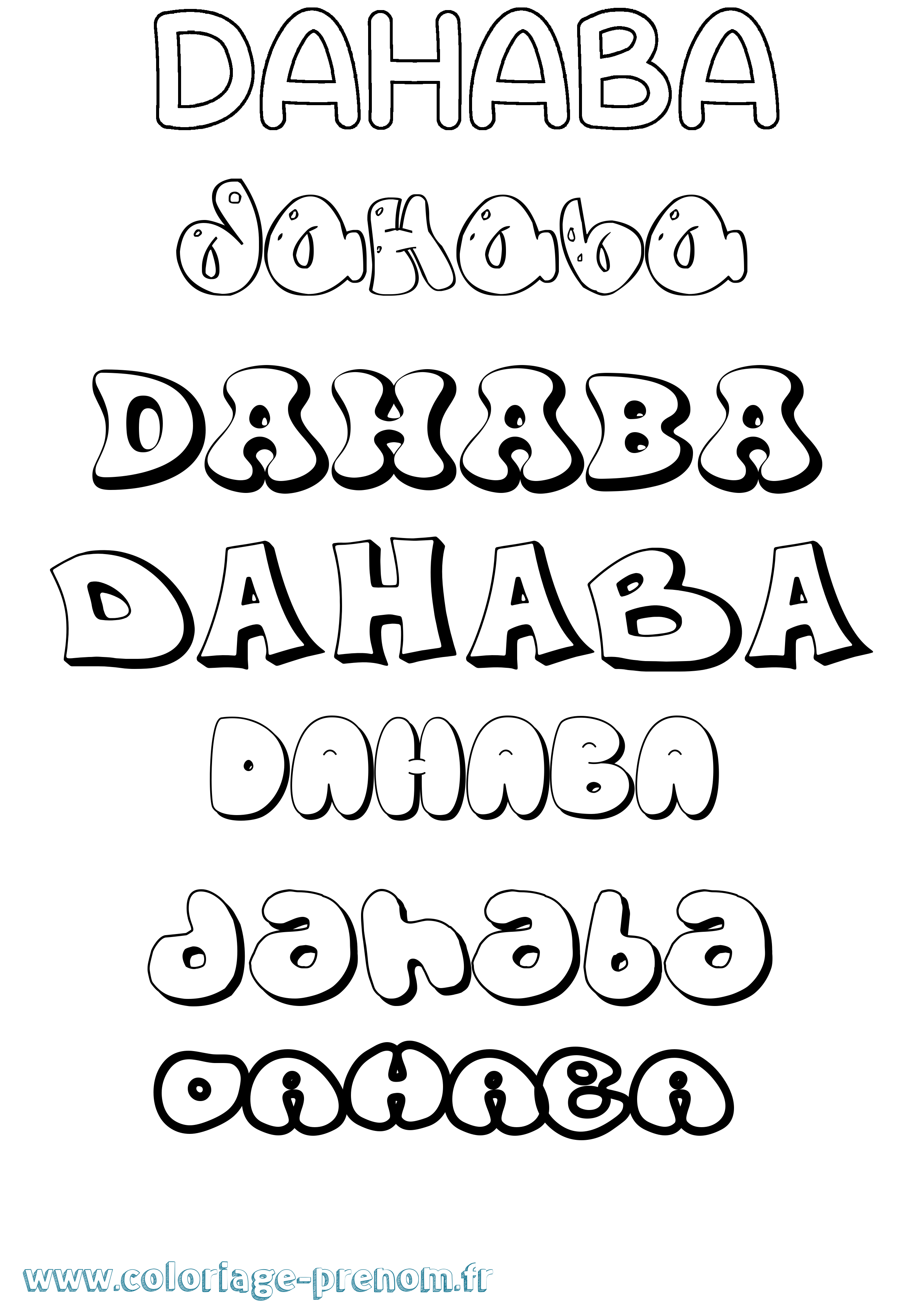 Coloriage Dahaba Bubble Coloriage prénom Dahaba Bubble