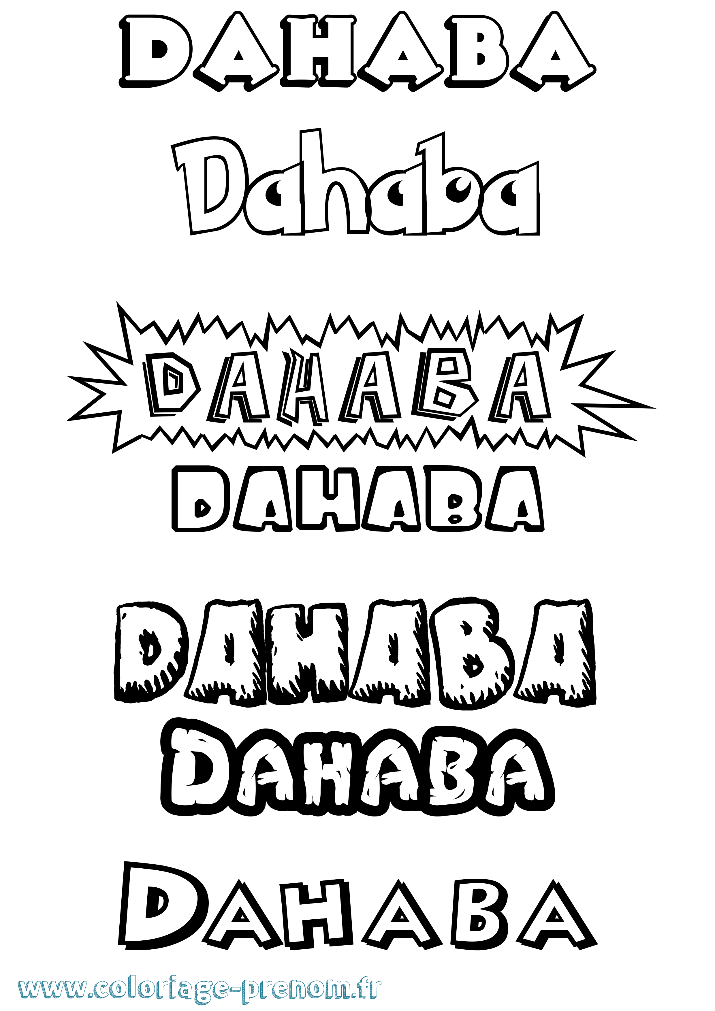 Coloriage prénom Dahaba Dessin Animé