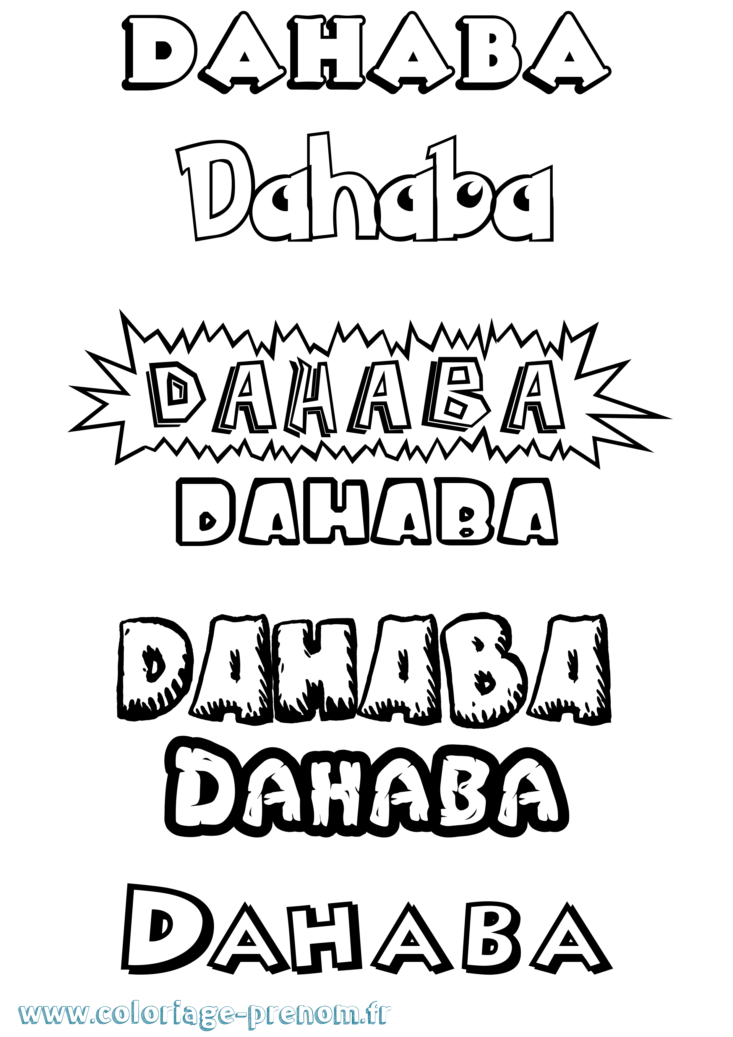 Coloriage Dahaba Dessin Animé Coloriage prénom Dahaba Dessin Animé