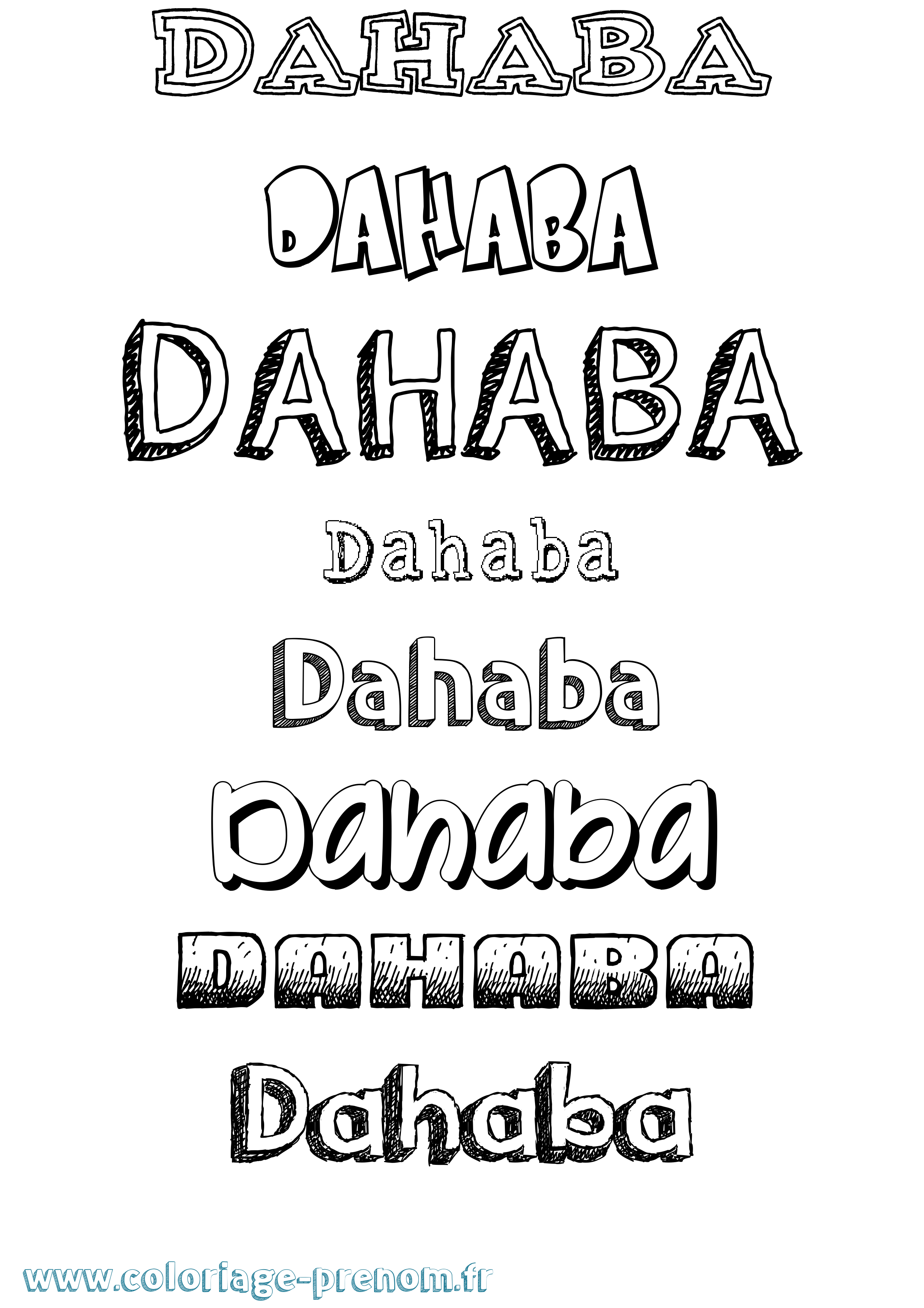 Coloriage prénom Dahaba Dessiné