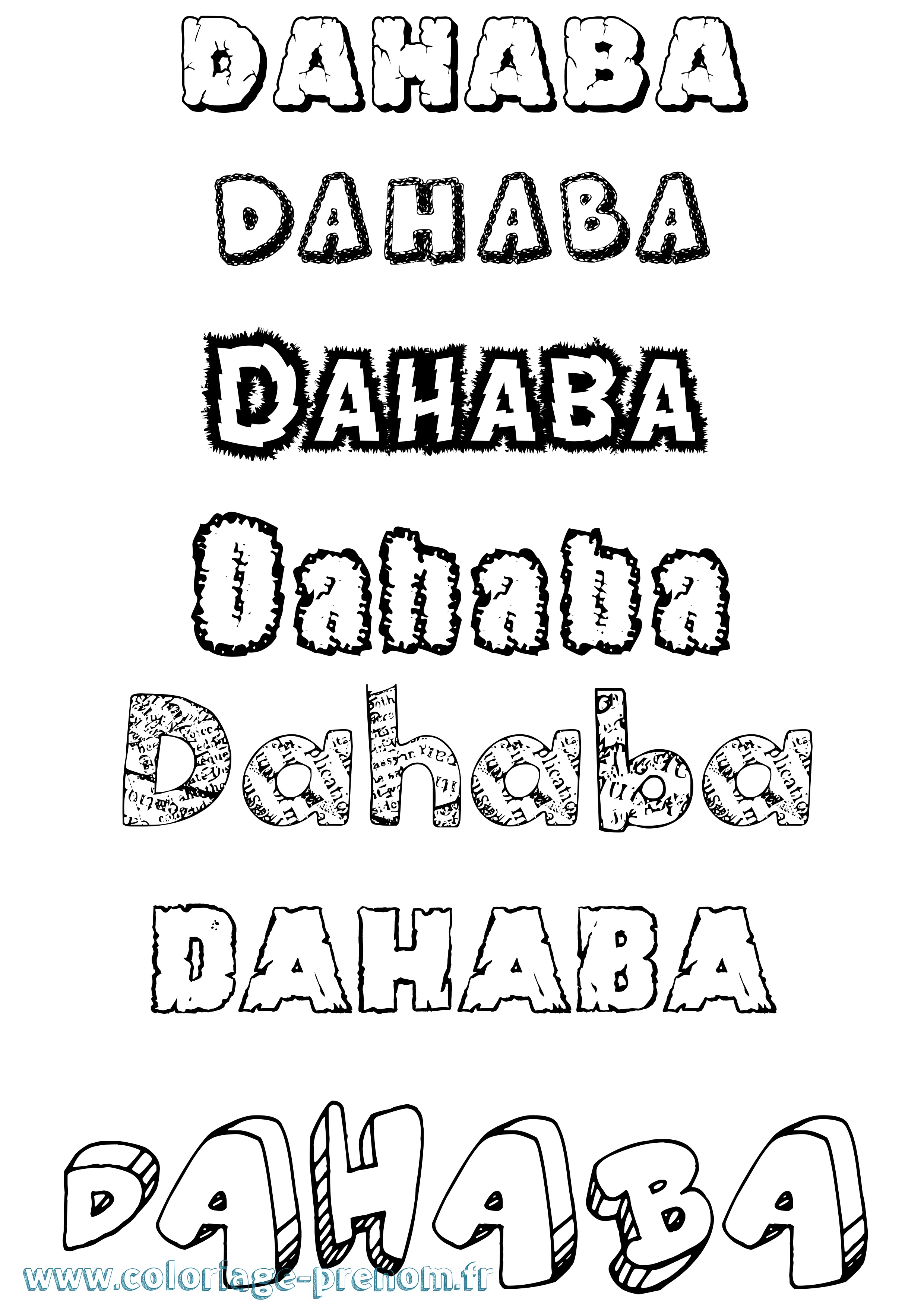 Coloriage Dahaba Destructuré Coloriage prénom Dahaba Destructuré