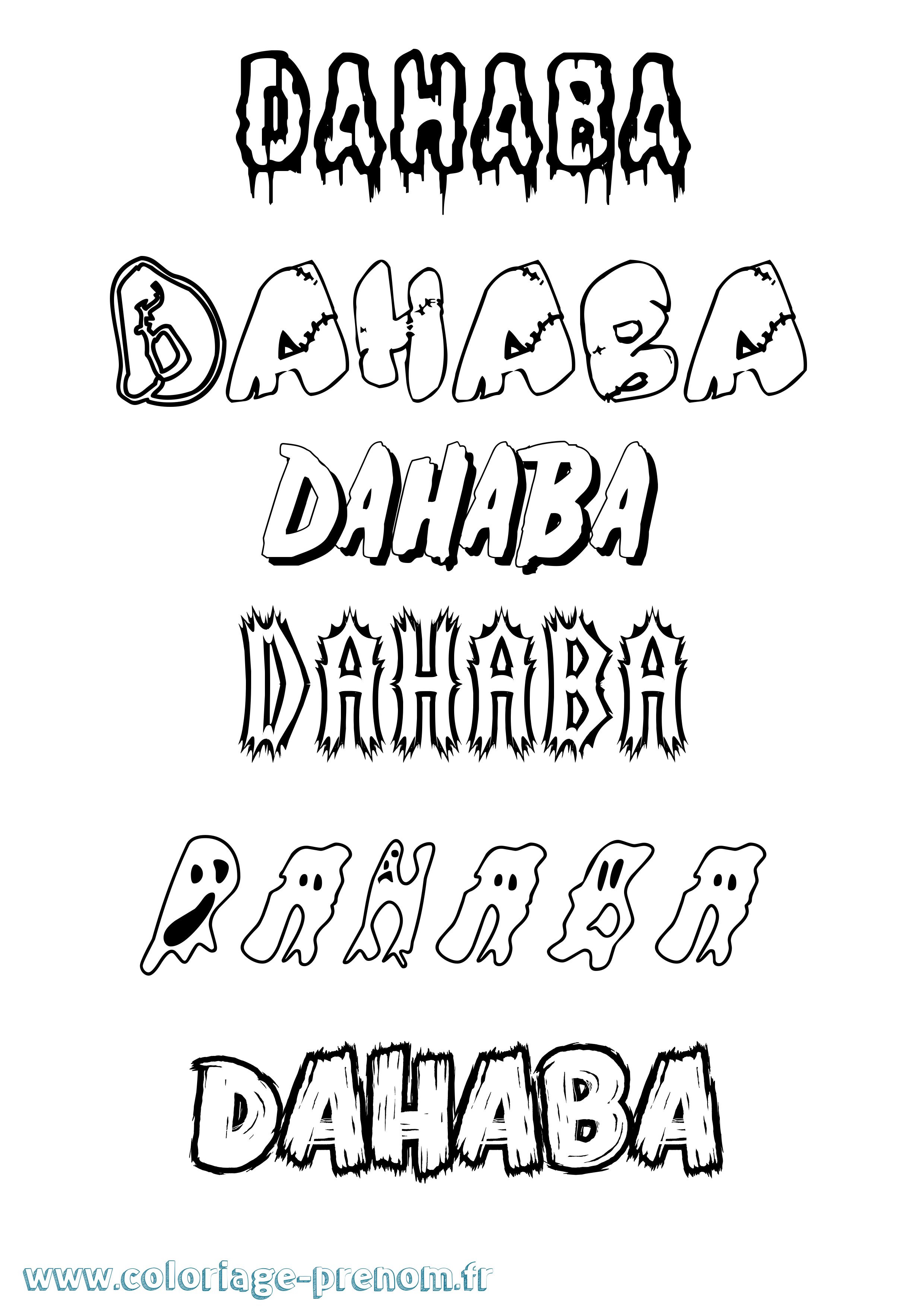 Coloriage Dahaba Frisson Coloriage prénom Dahaba Frisson