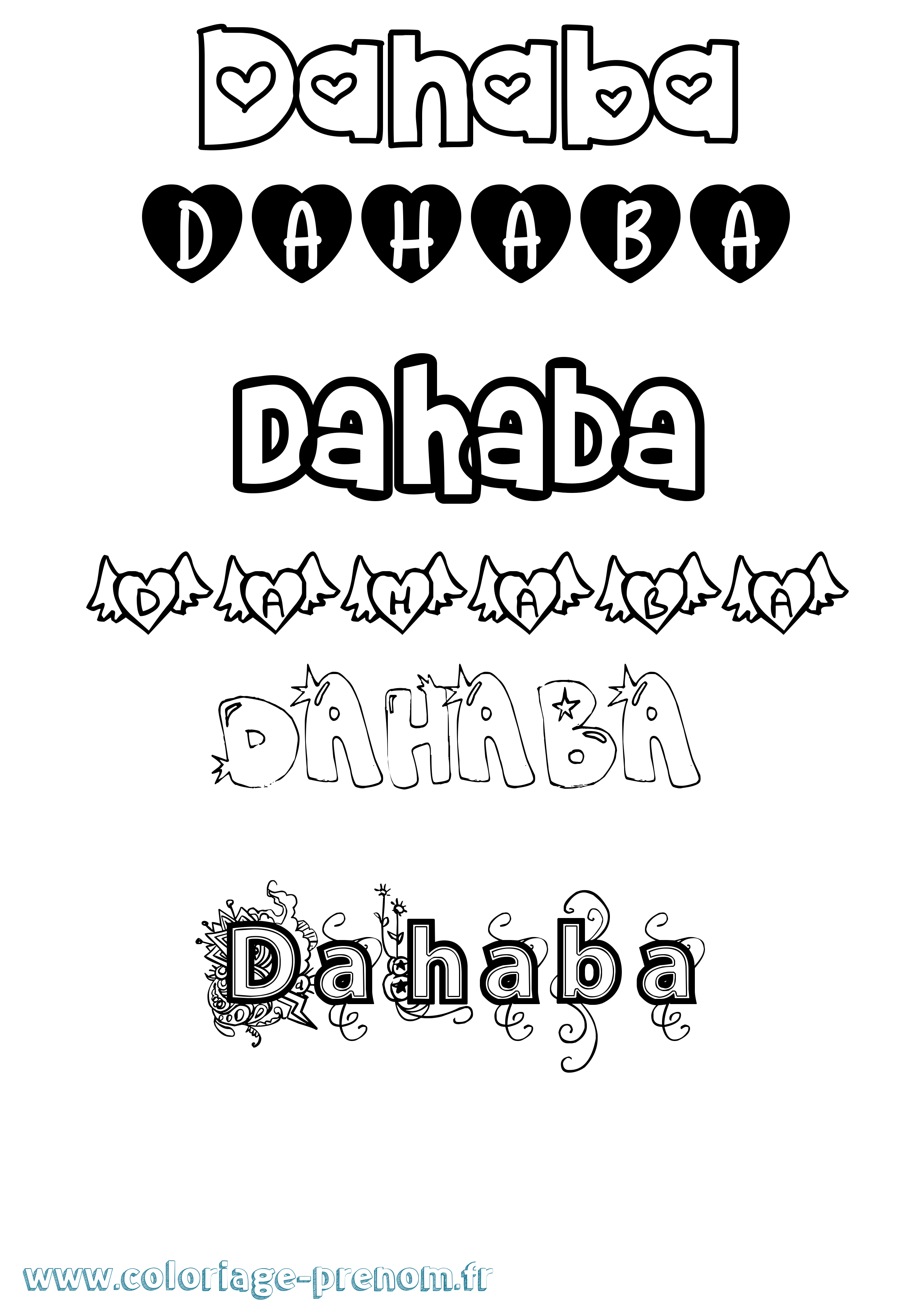 Coloriage Dahaba Girly Coloriage prénom Dahaba Girly