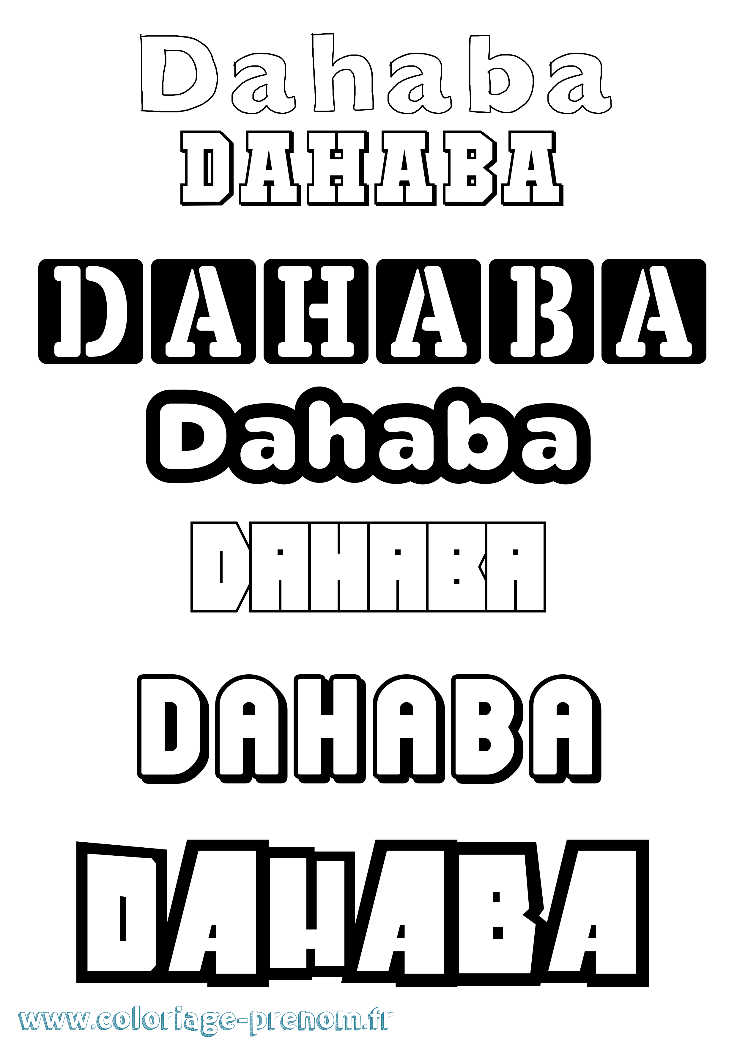 Coloriage prénom Dahaba Simple