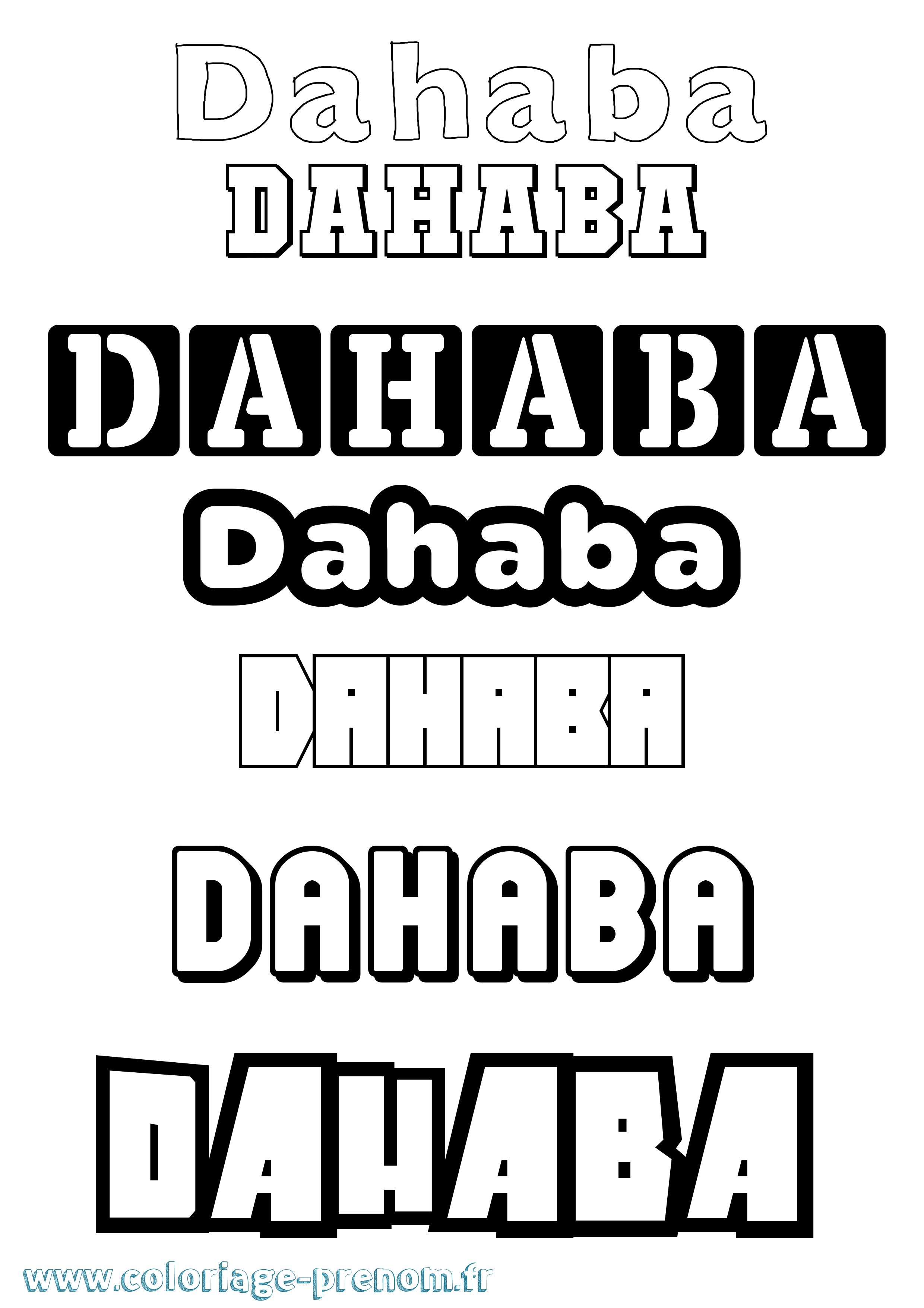 Coloriage Dahaba Simple Coloriage prénom Dahaba Simple