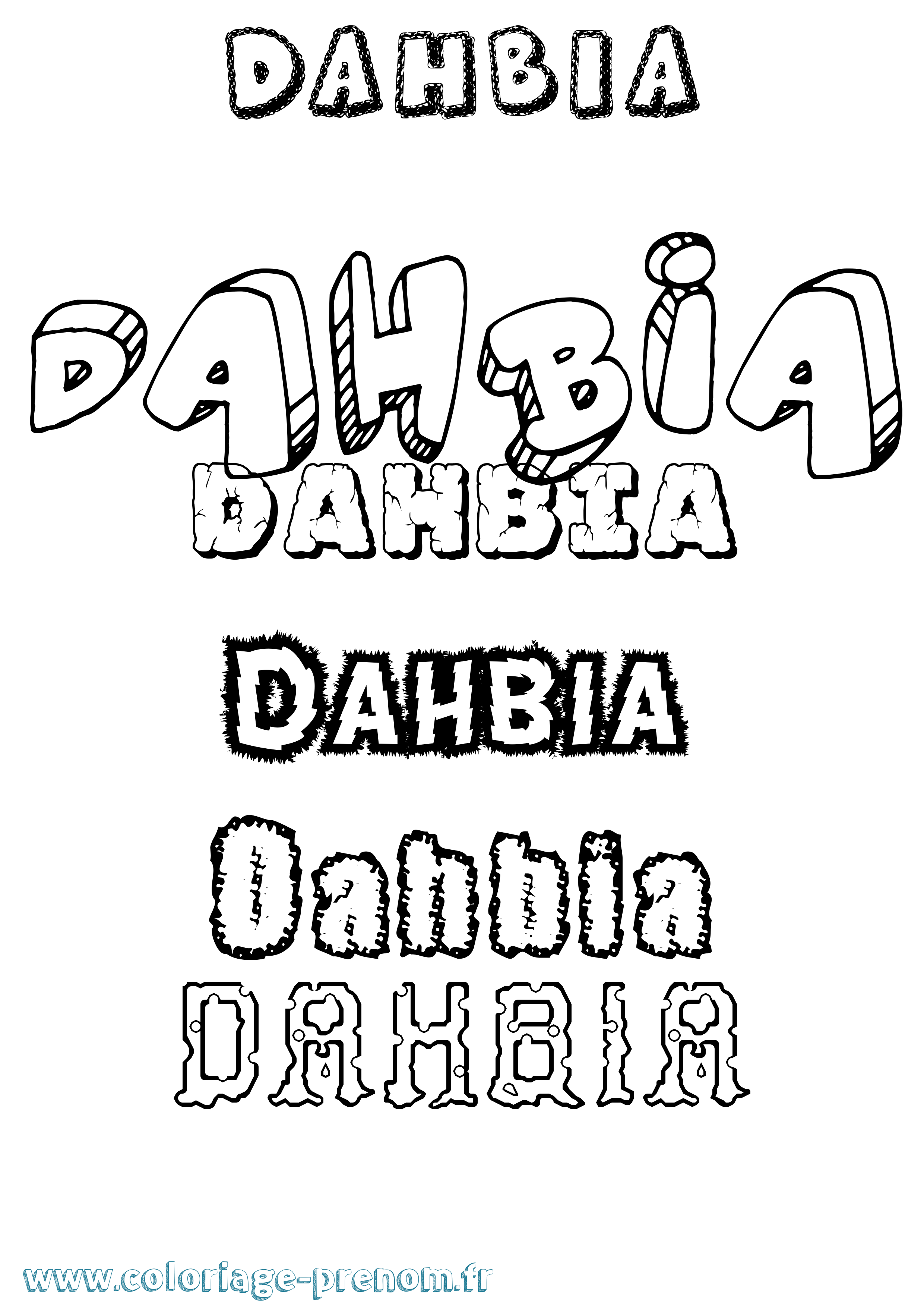 Coloriage prénom Dahbia Destructuré