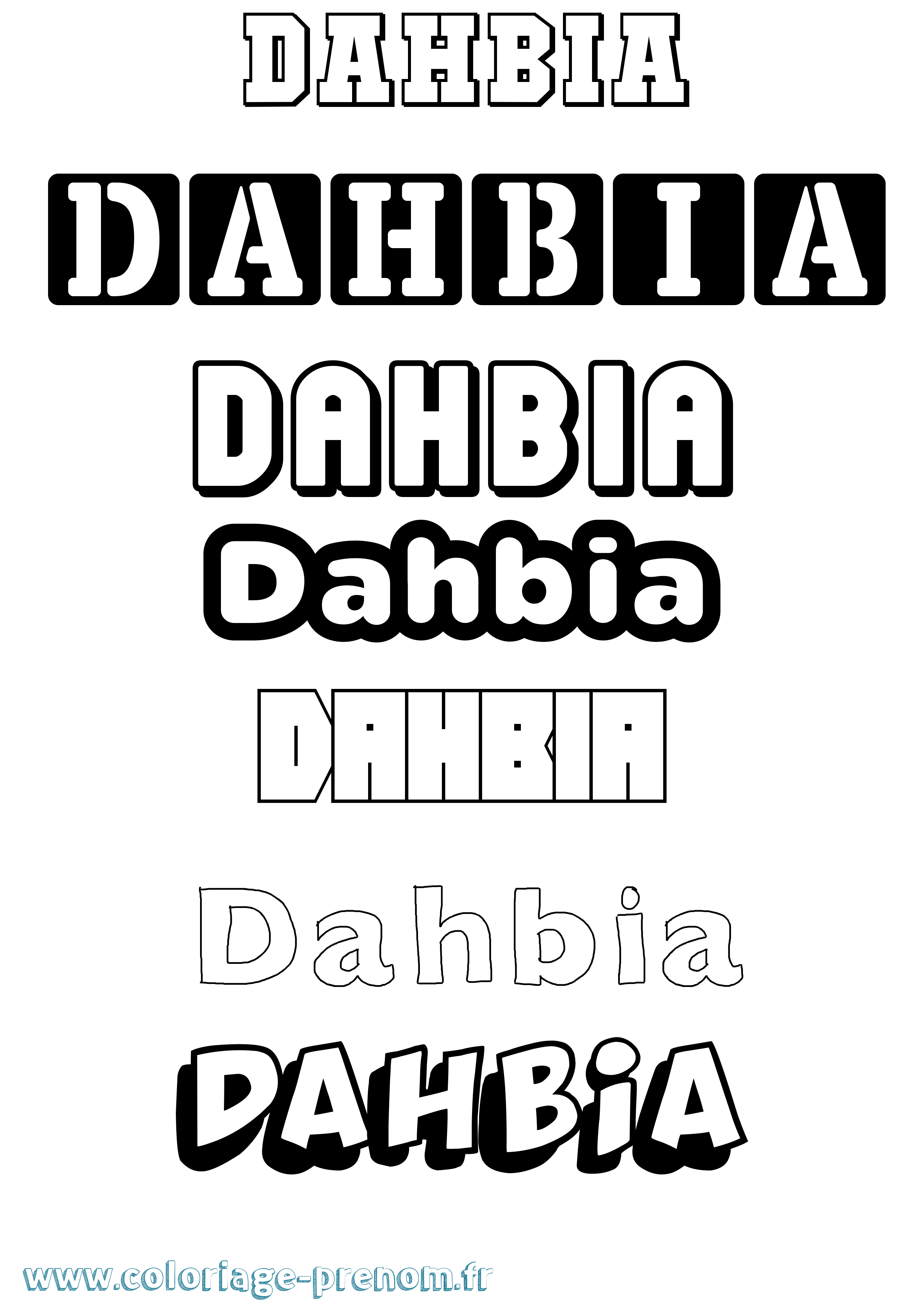 Coloriage prénom Dahbia Simple