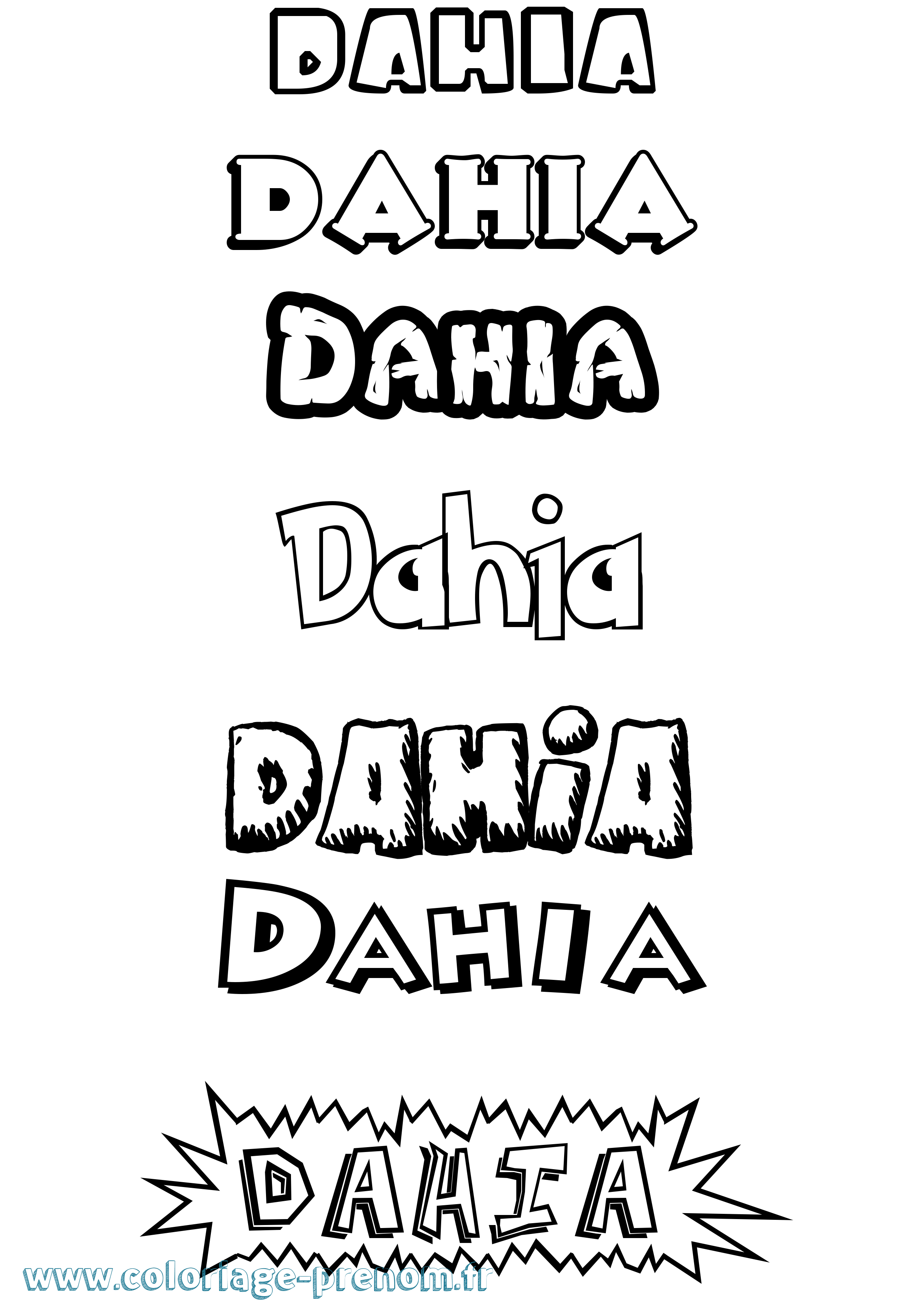 Coloriage prénom Dahia Dessin Animé