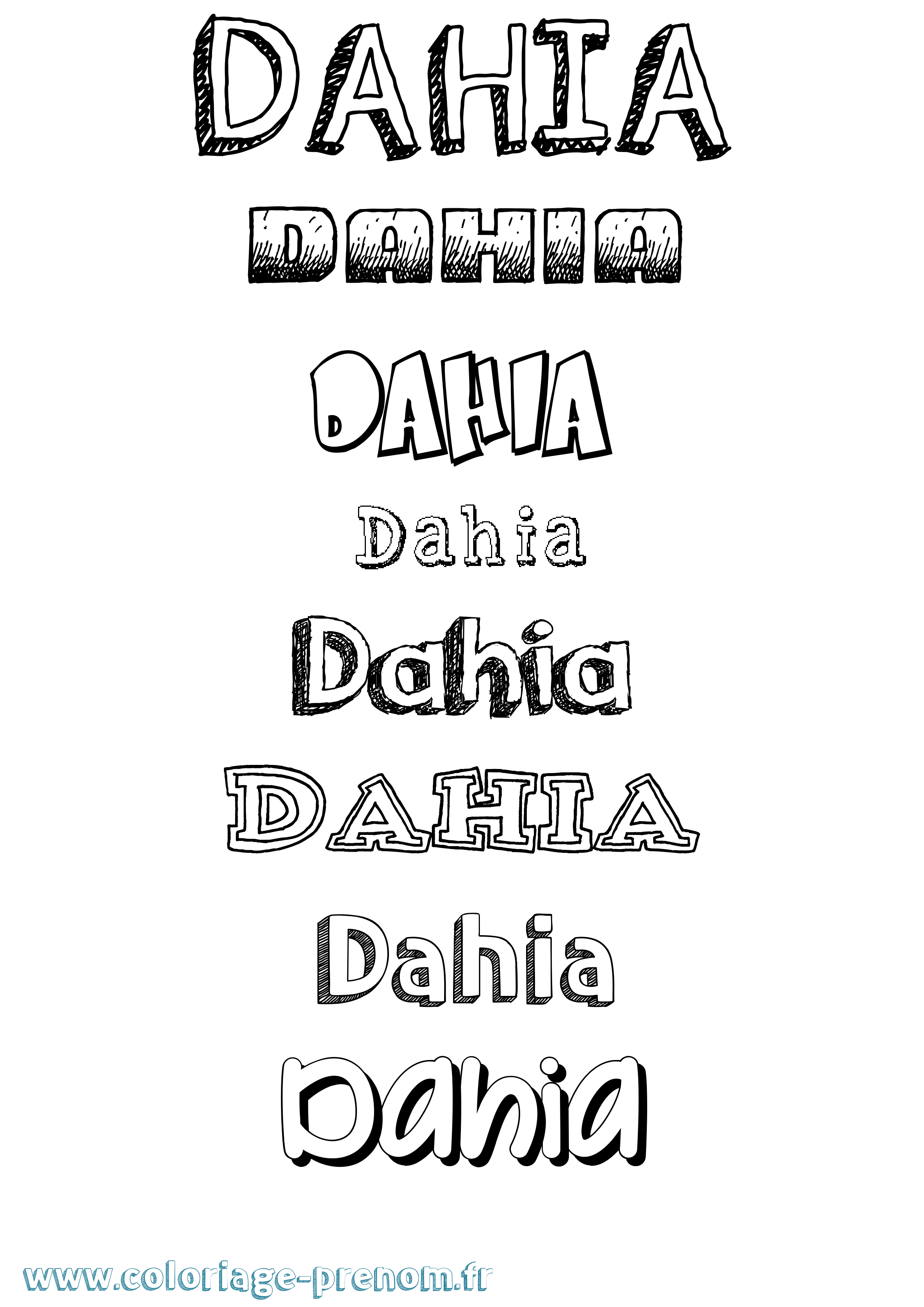 Coloriage Dahia Dessiné Coloriage prénom Dahia Dessiné