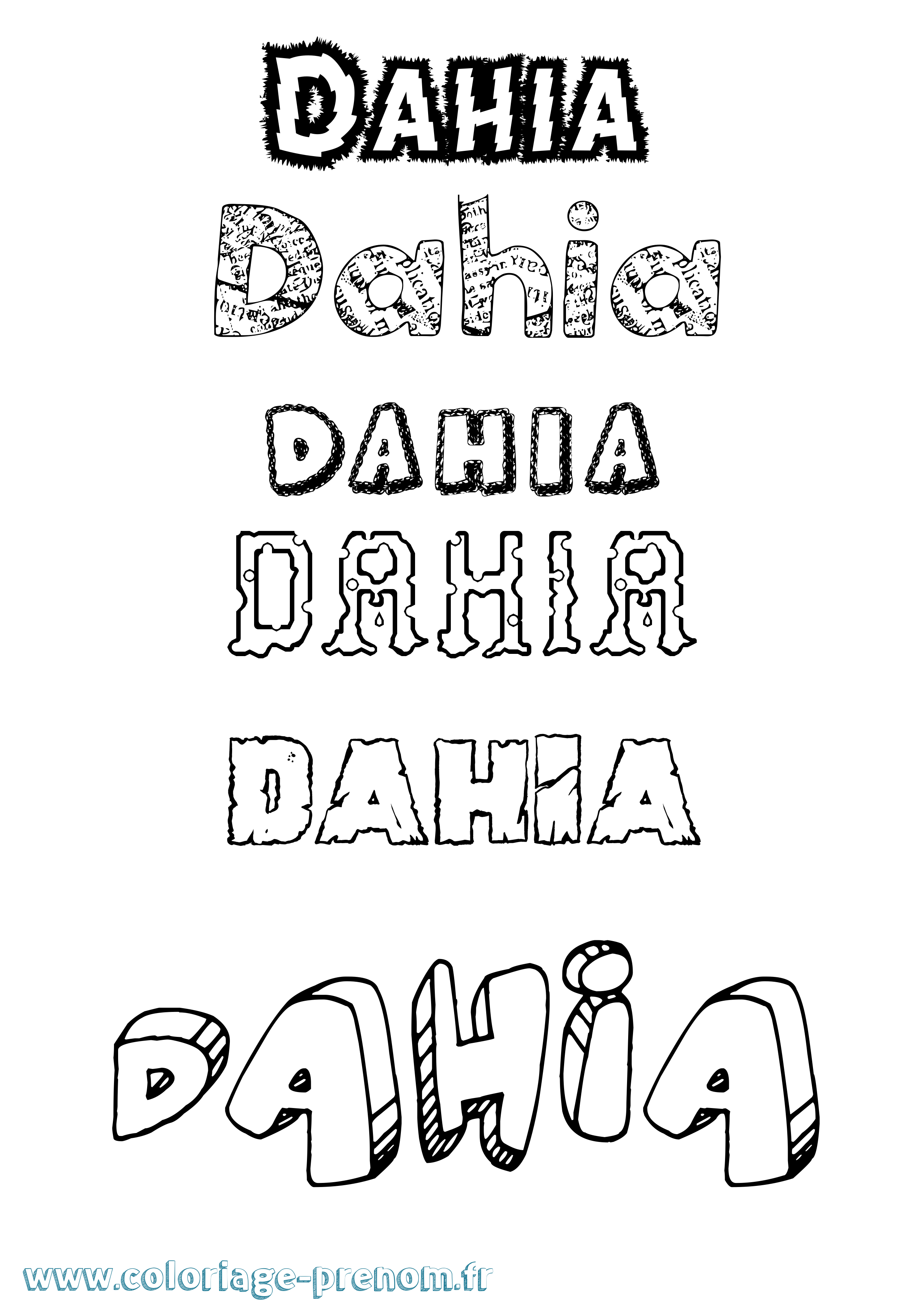 Coloriage prénom Dahia Destructuré