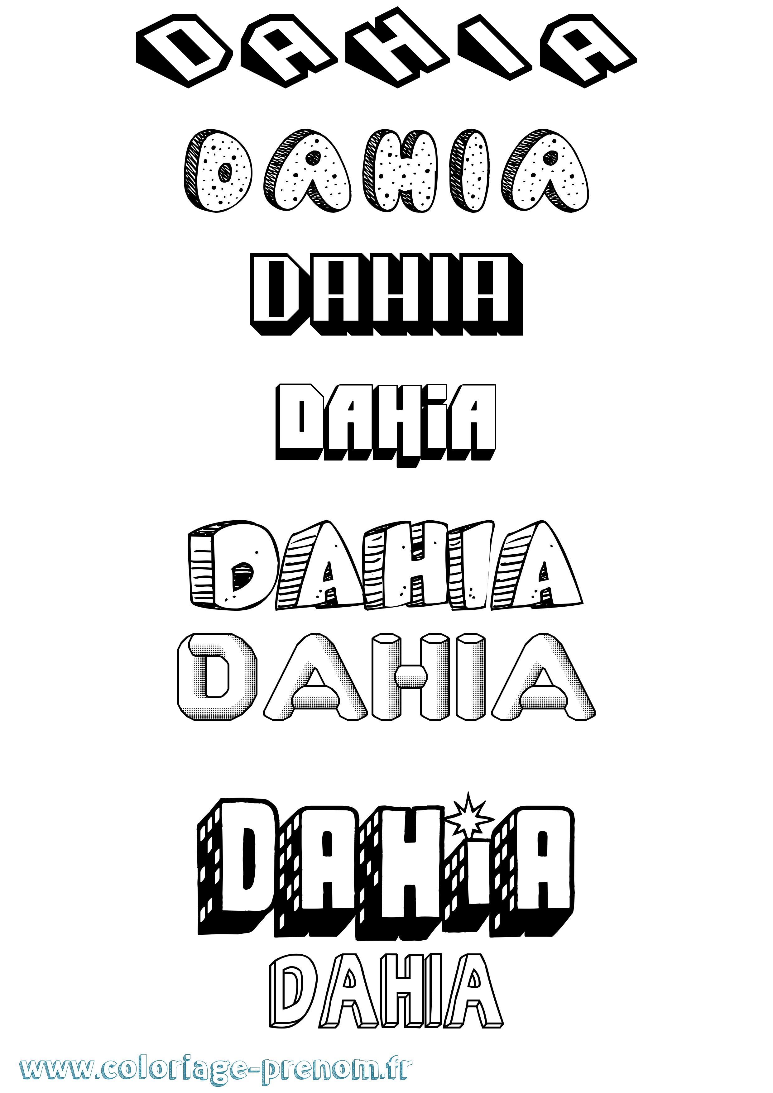 Coloriage Dahia Effet 3D Coloriage prénom Dahia Effet 3D