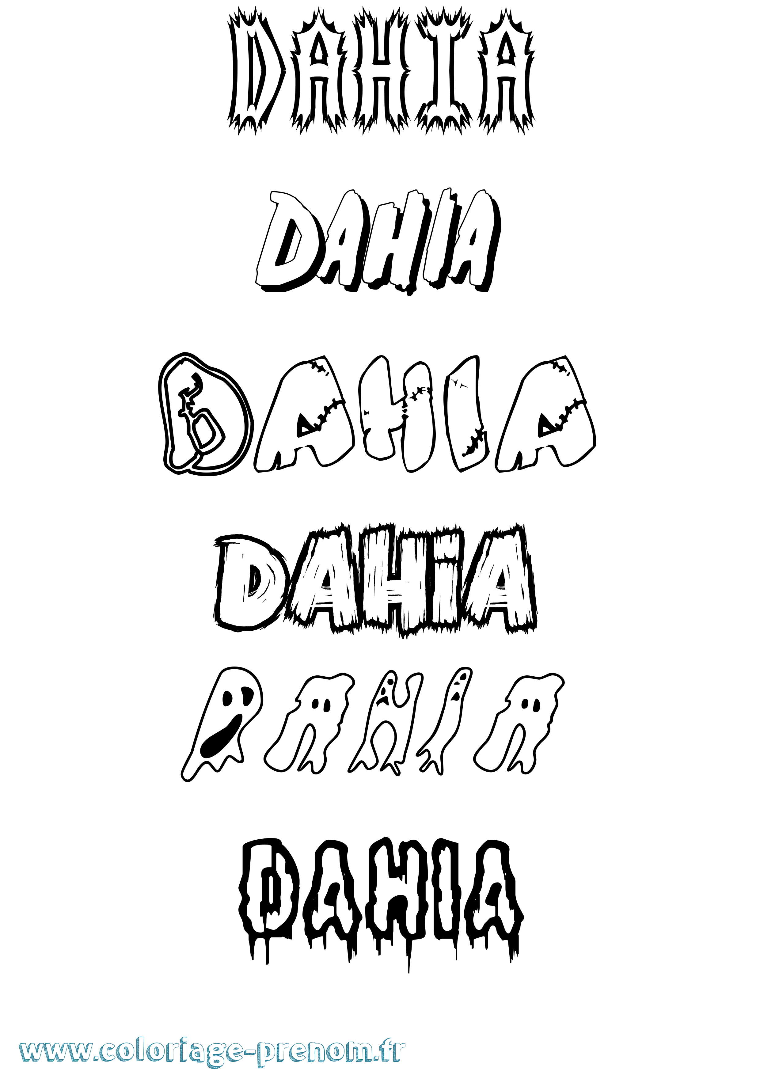 Coloriage Dahia Frisson Coloriage prénom Dahia Frisson