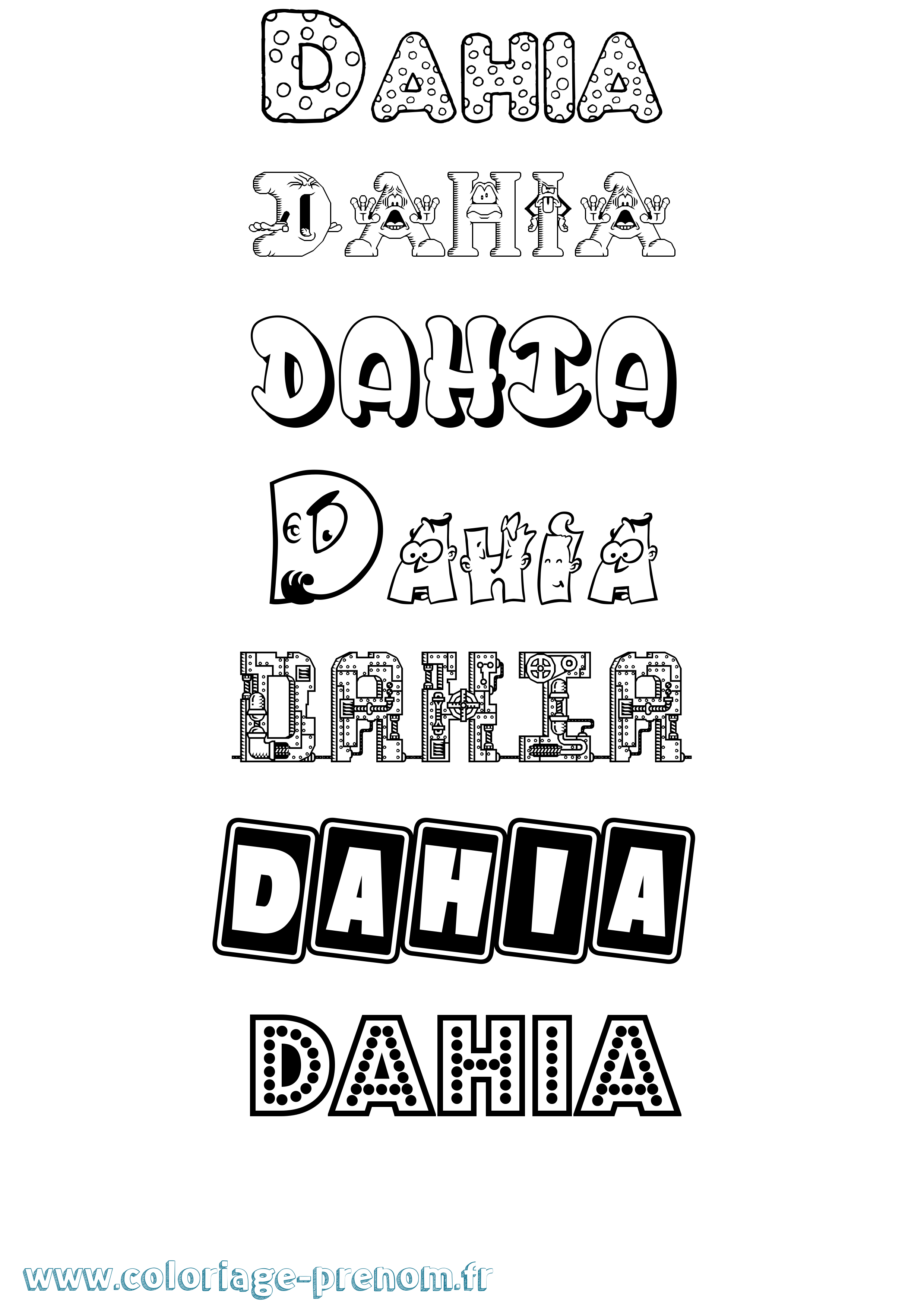 Coloriage prénom Dahia Fun