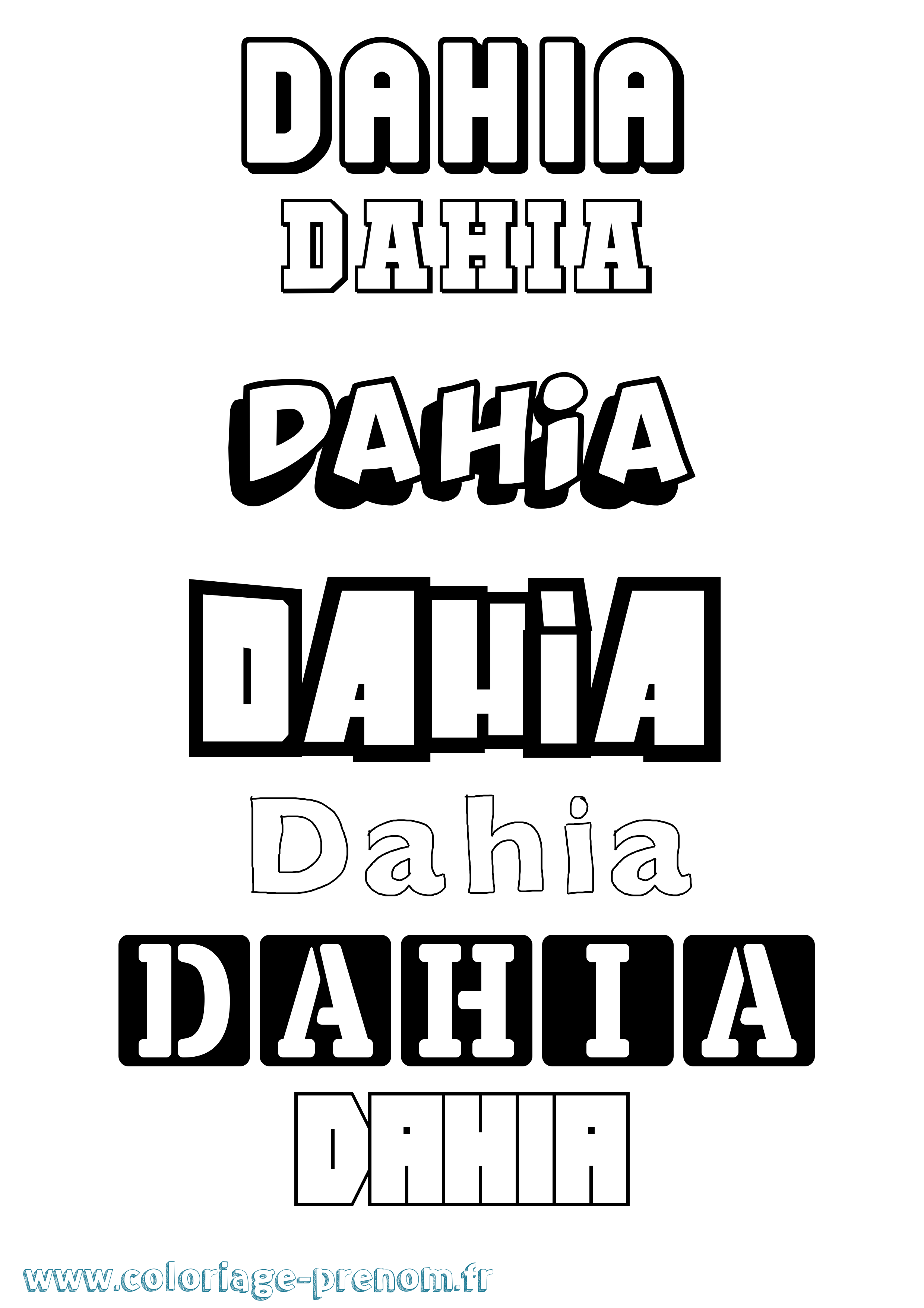 Coloriage Dahia Simple Coloriage prénom Dahia Simple