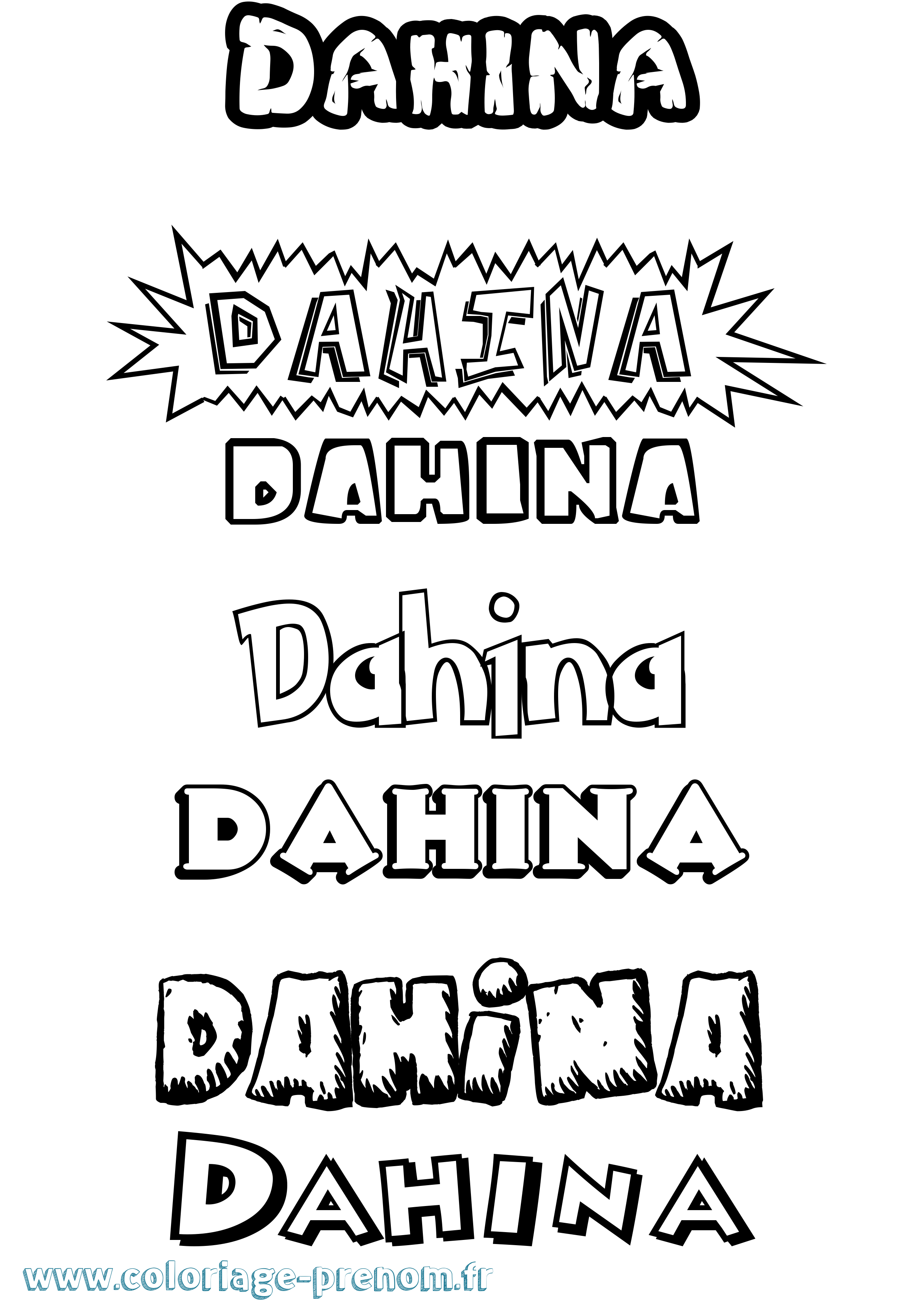 Coloriage Dahina Dessin Animé Coloriage prénom Dahina Dessin Animé