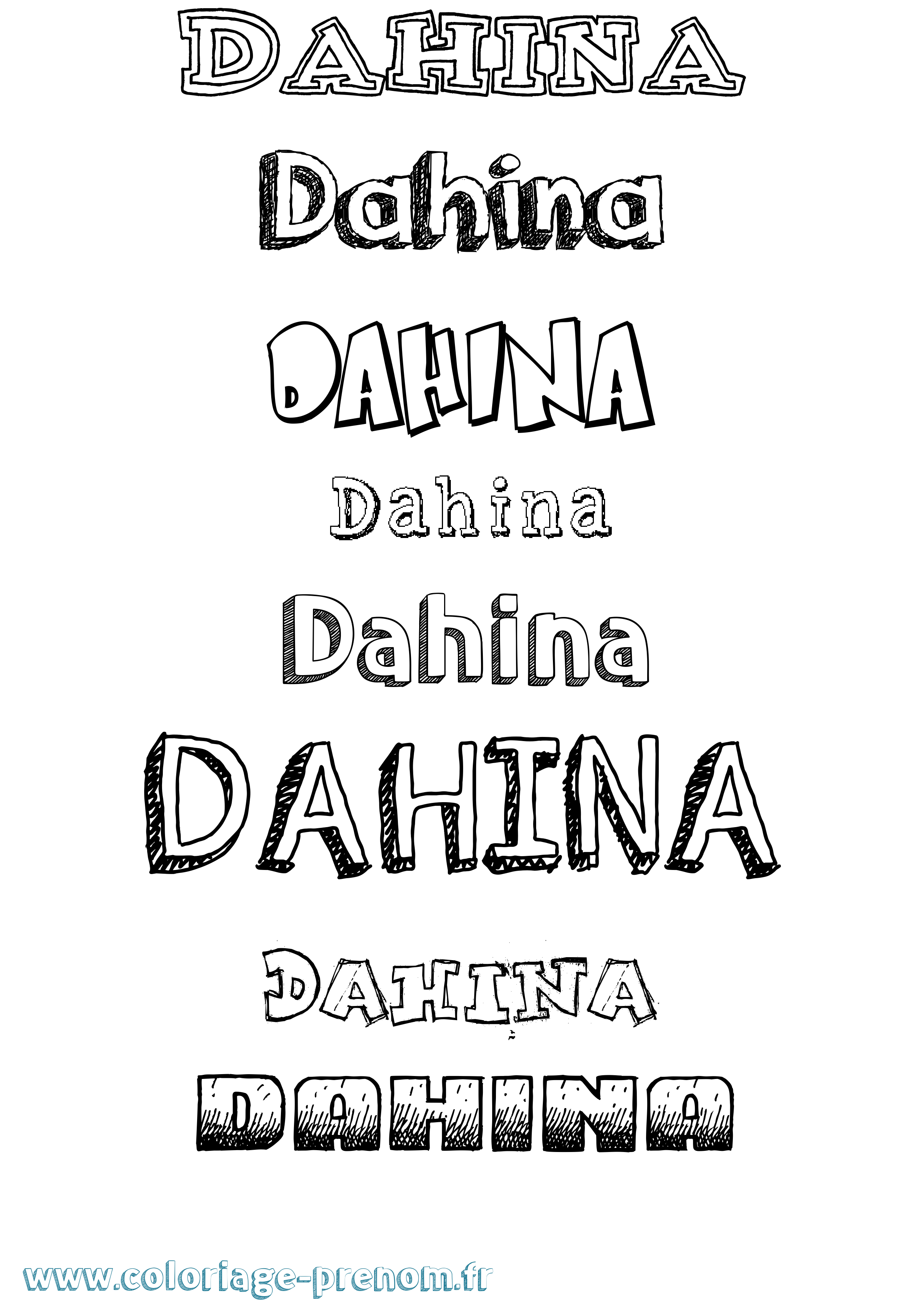 Coloriage Dahina Dessiné Coloriage prénom Dahina Dessiné