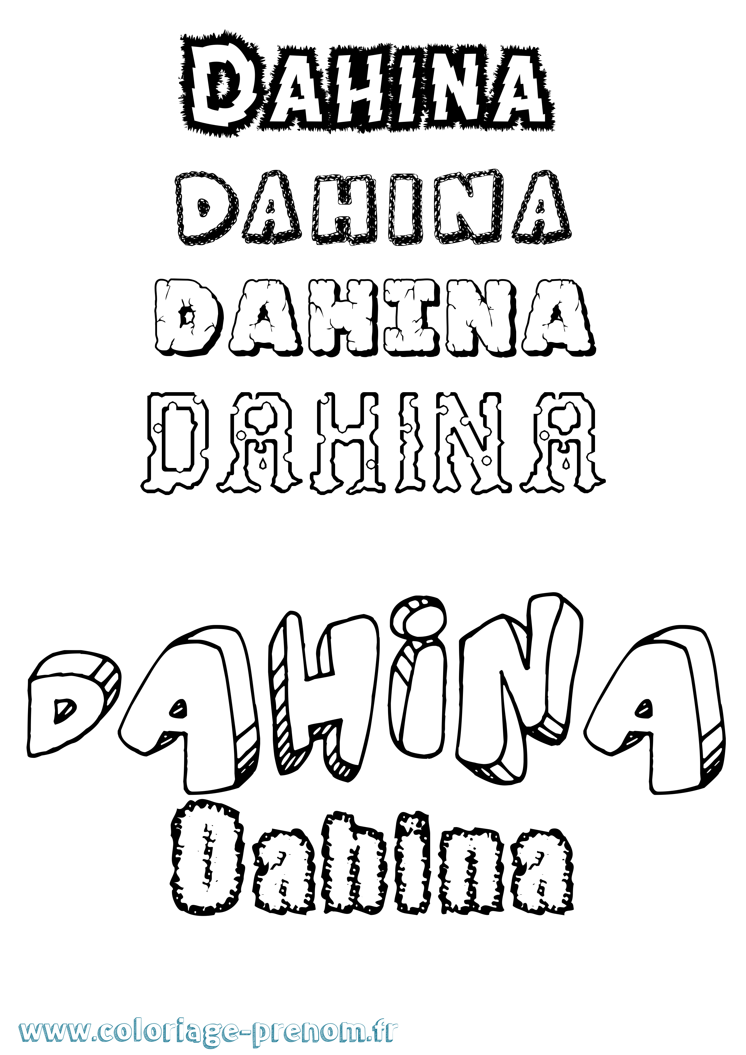 Coloriage prénom Dahina Destructuré