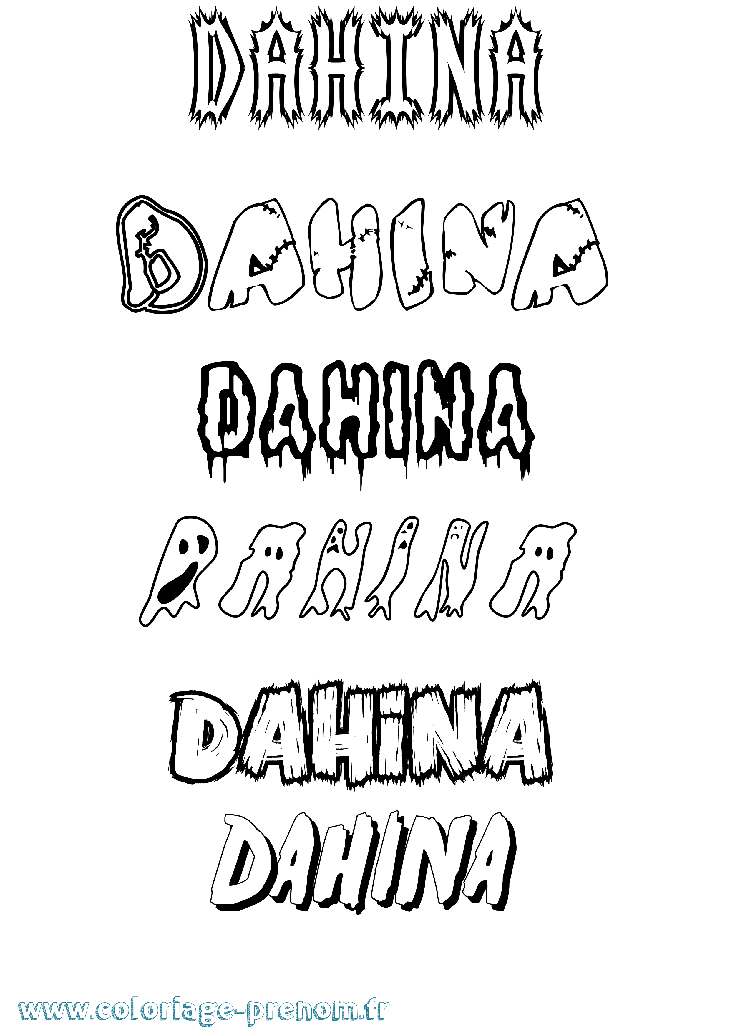 Coloriage Dahina Frisson Coloriage prénom Dahina Frisson