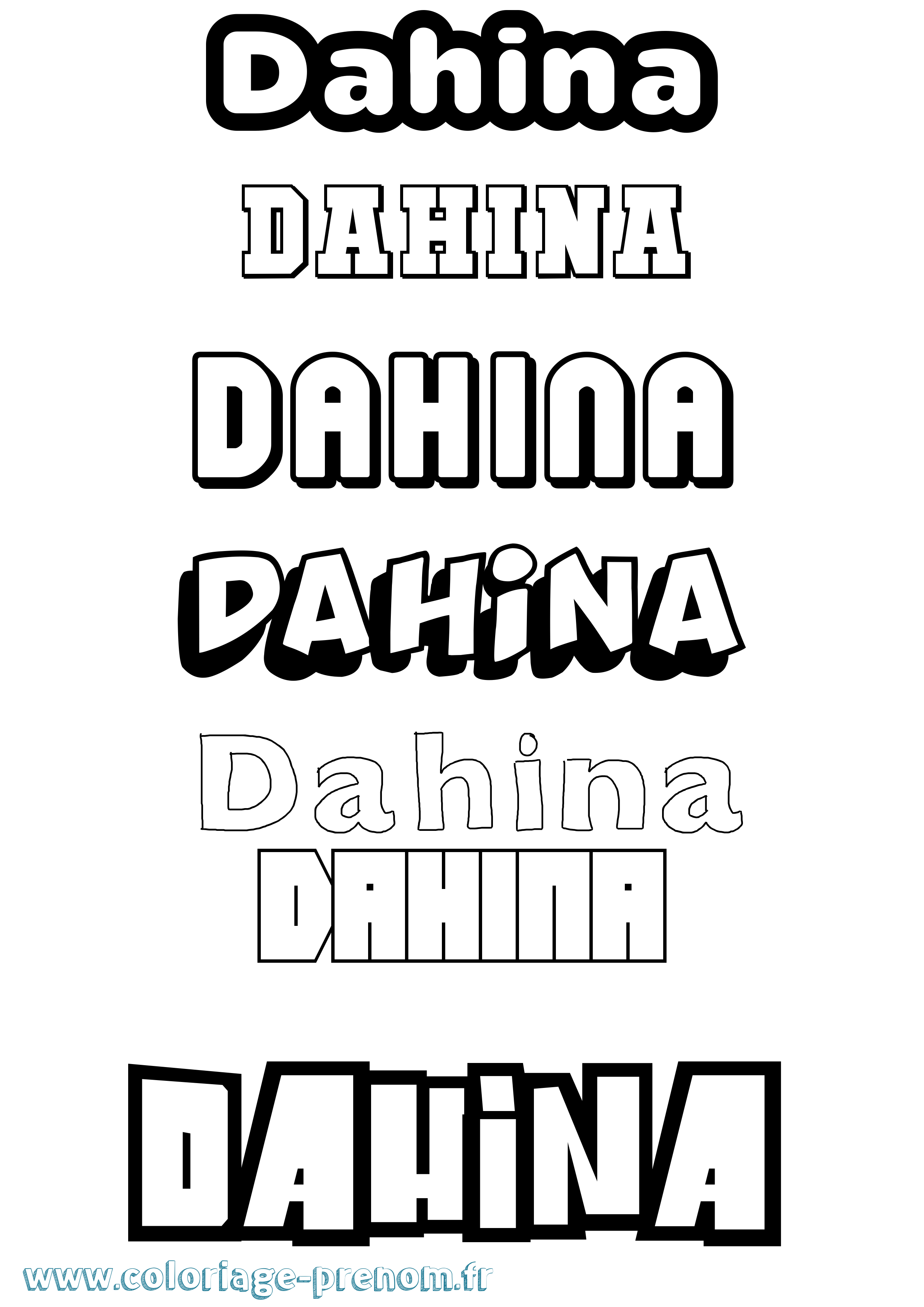 Coloriage Dahina Simple Coloriage prénom Dahina Simple