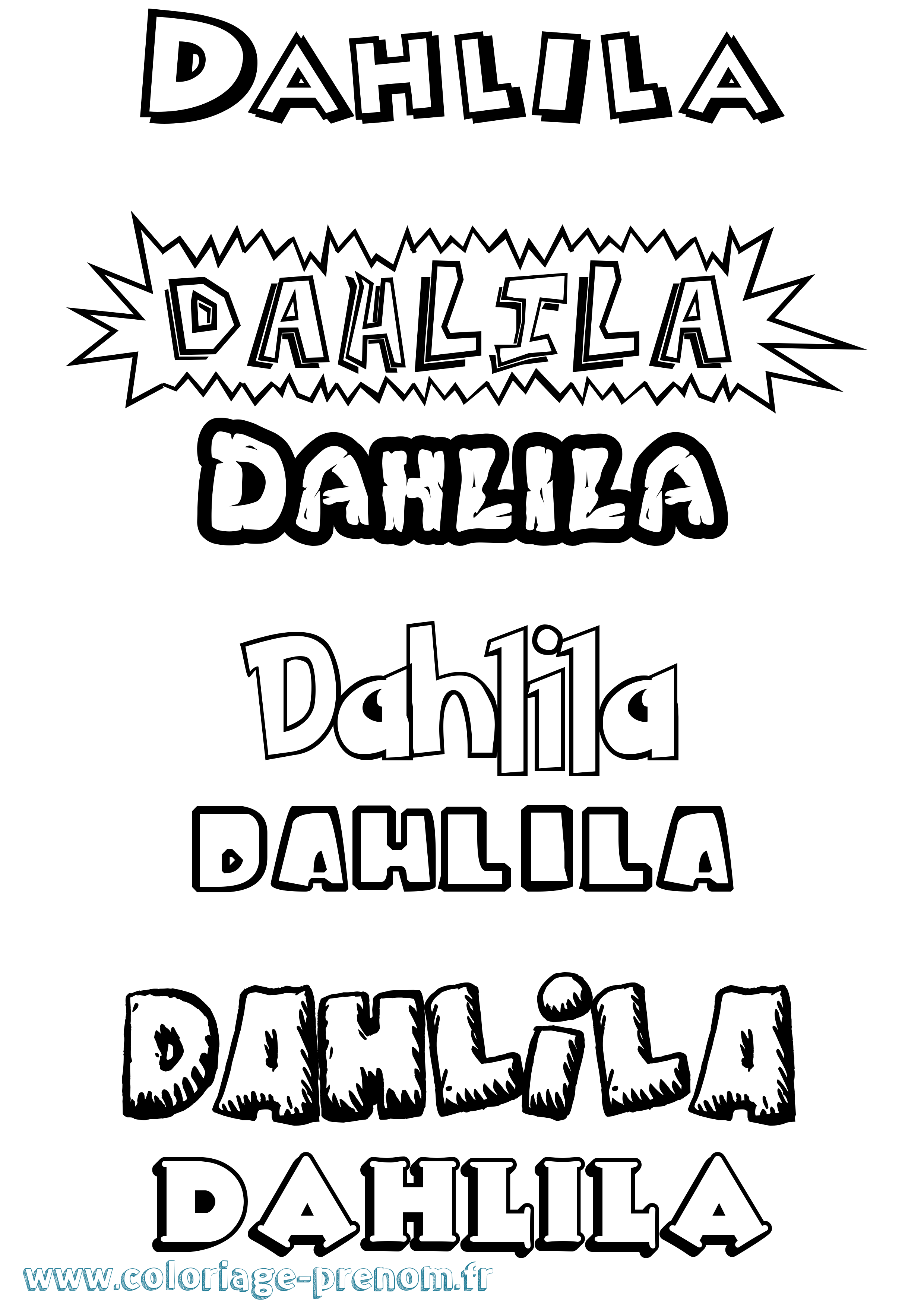 Coloriage prénom Dahlila Dessin Animé