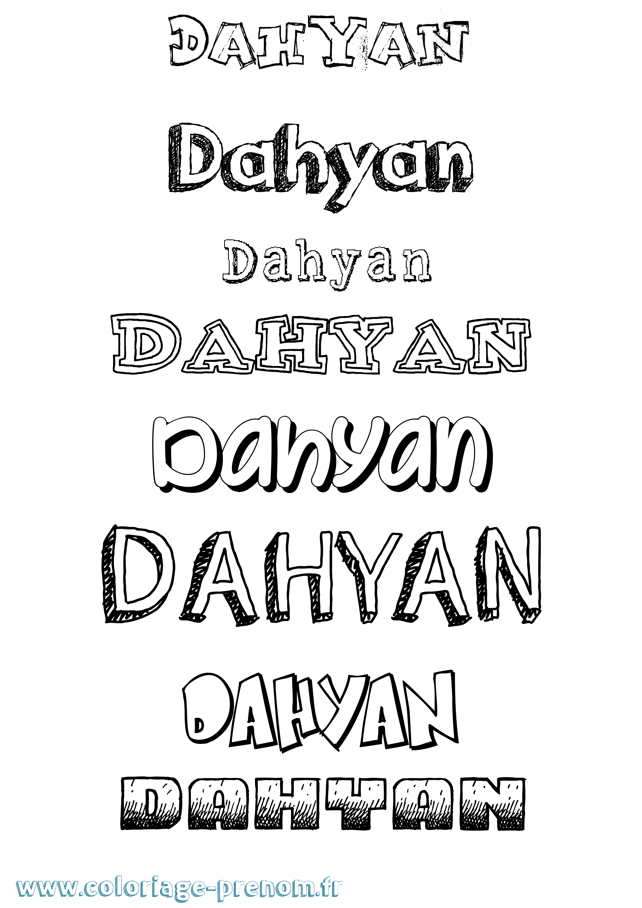 Coloriage prénom Dahyan Dessiné