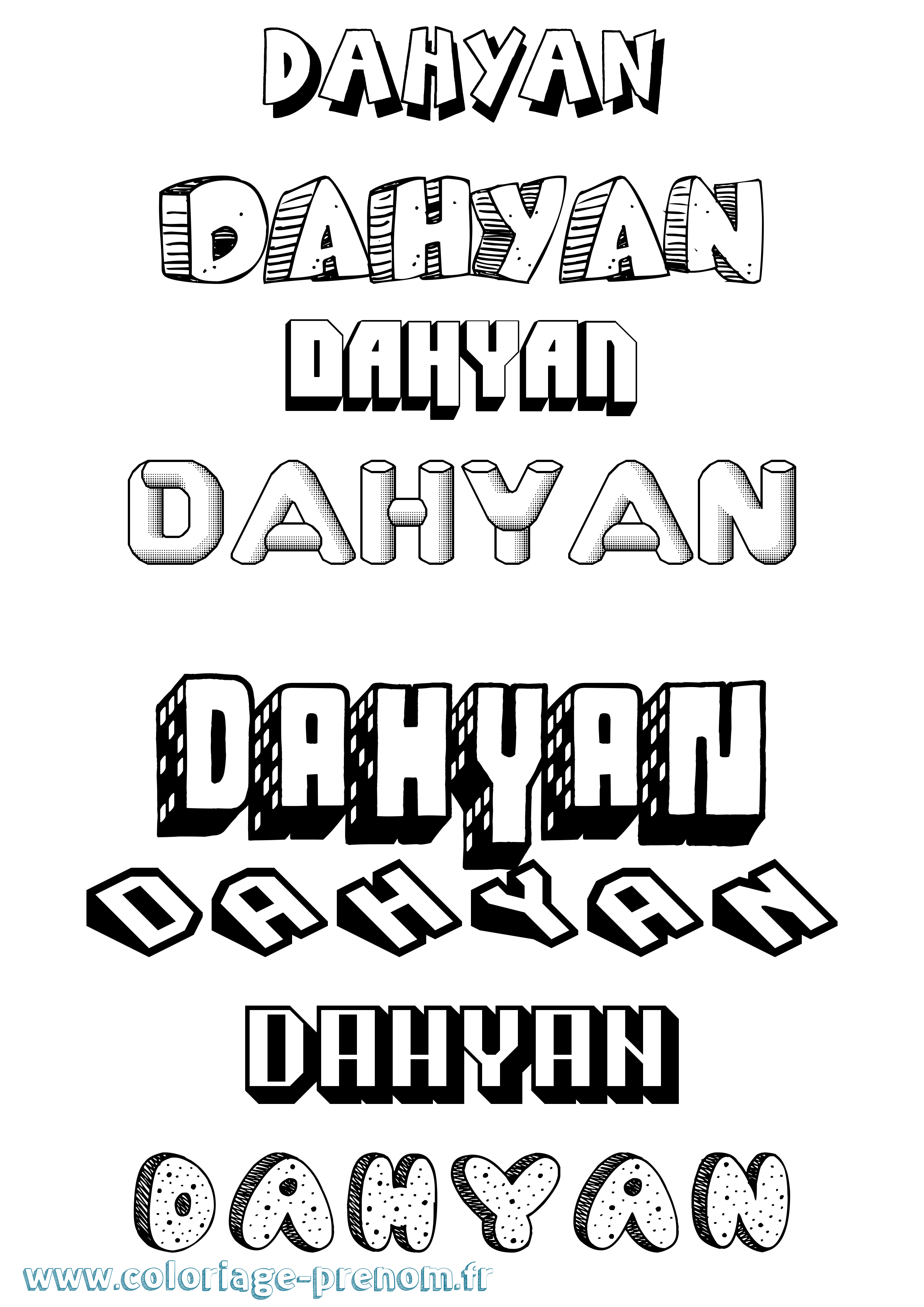 Coloriage prénom Dahyan Effet 3D