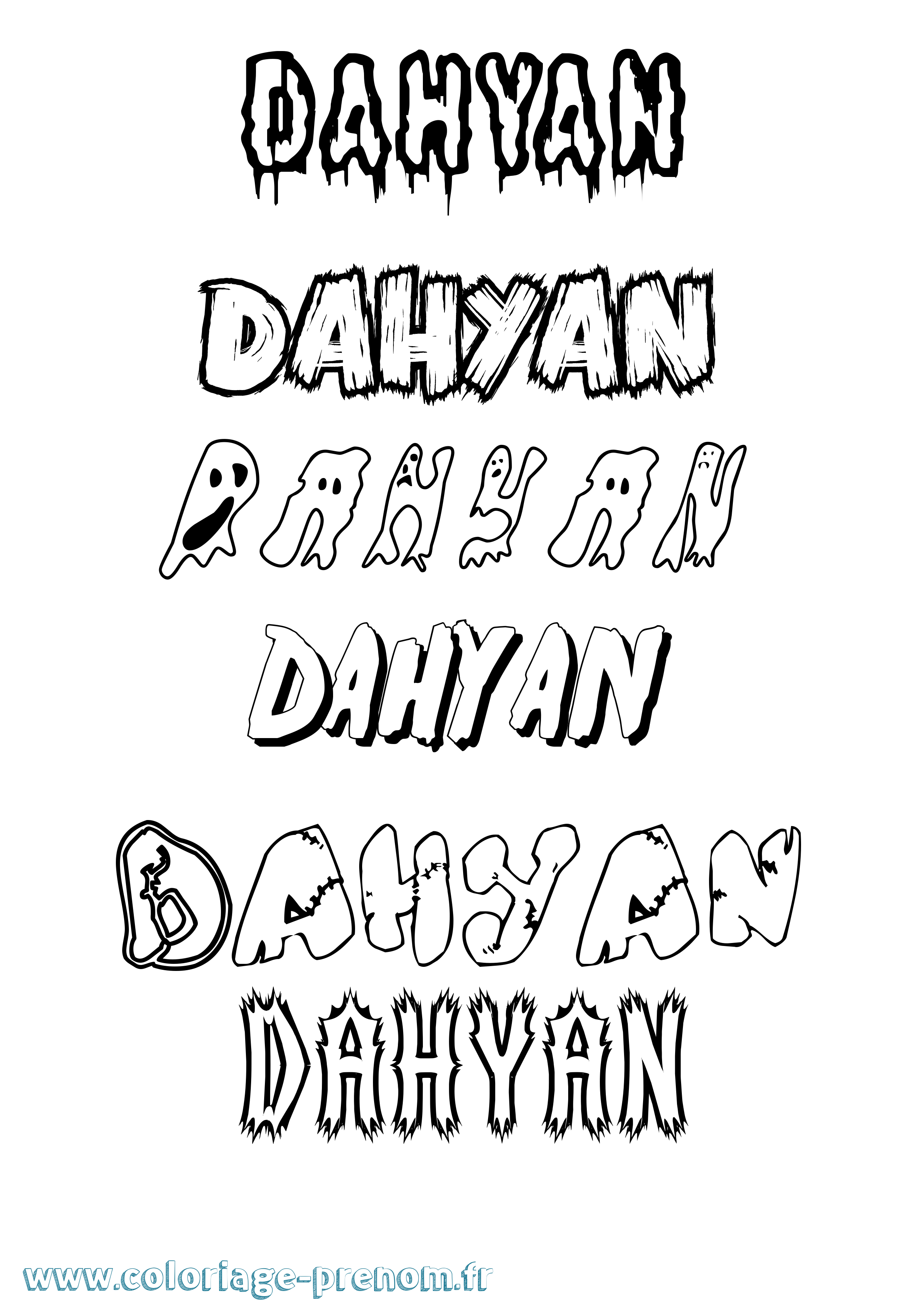 Coloriage prénom Dahyan Frisson