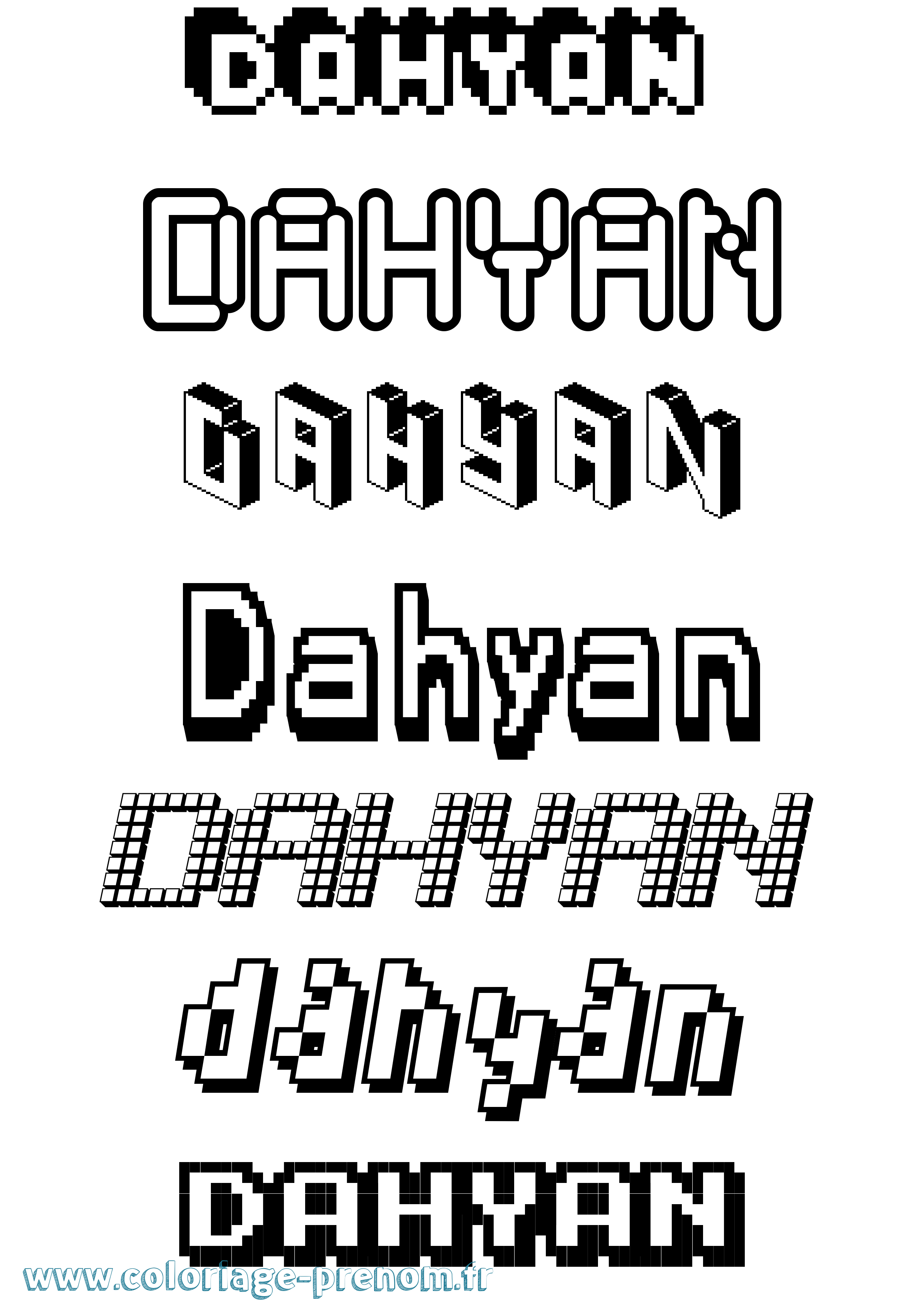 Coloriage prénom Dahyan Pixel