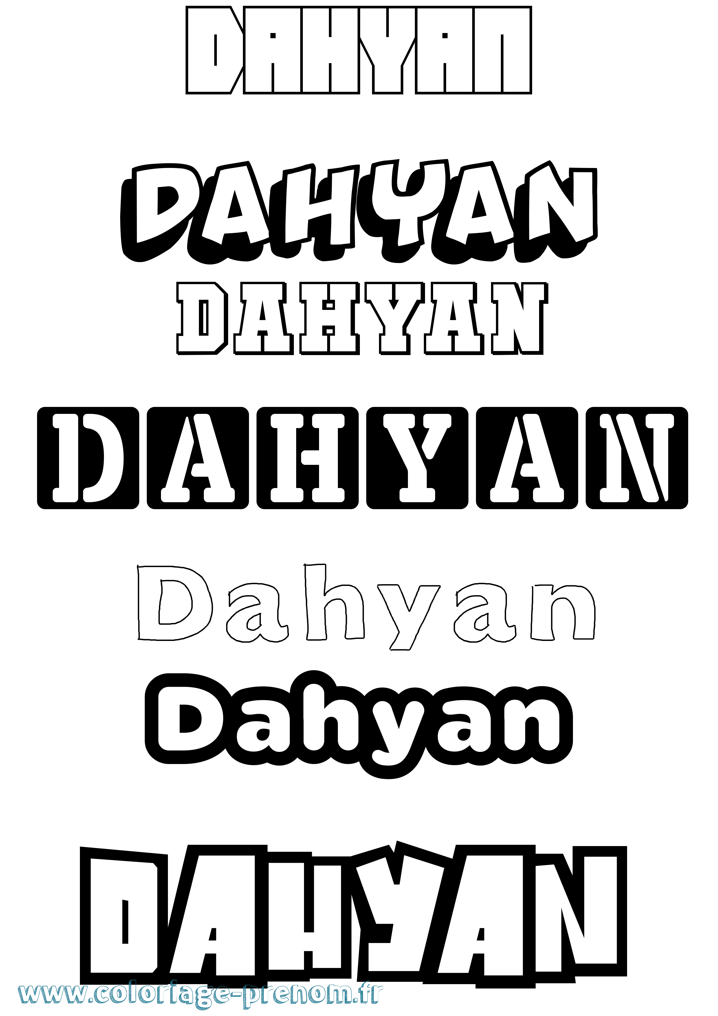 Coloriage prénom Dahyan Simple