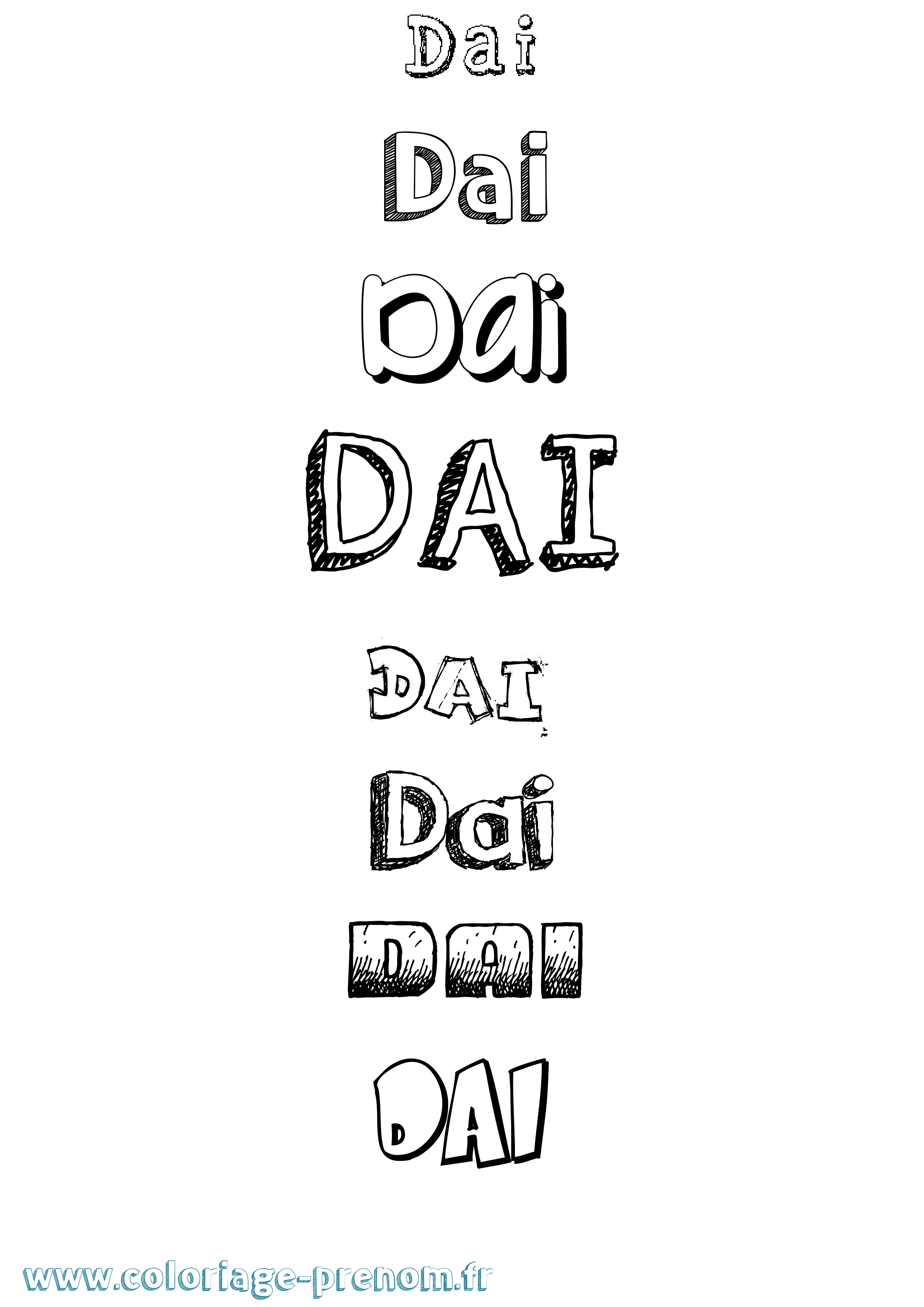 Coloriage Dai Dessiné Coloriage prénom Dai Dessiné
