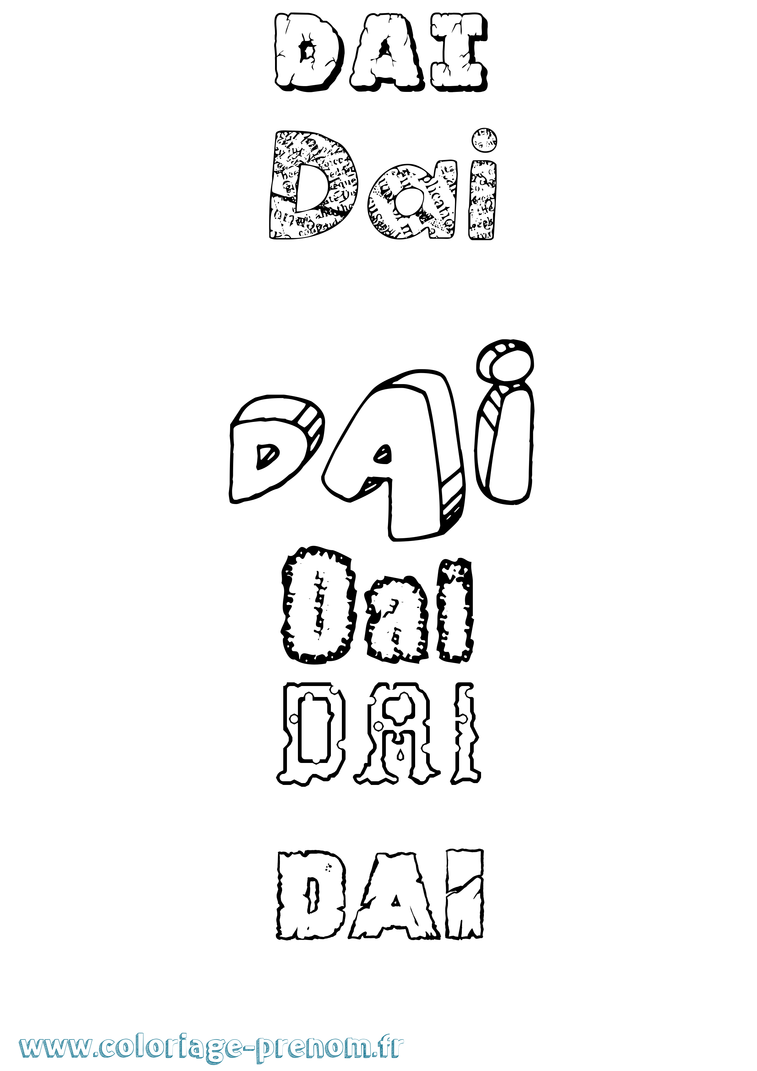 Coloriage Dai Destructuré Coloriage prénom Dai Destructuré