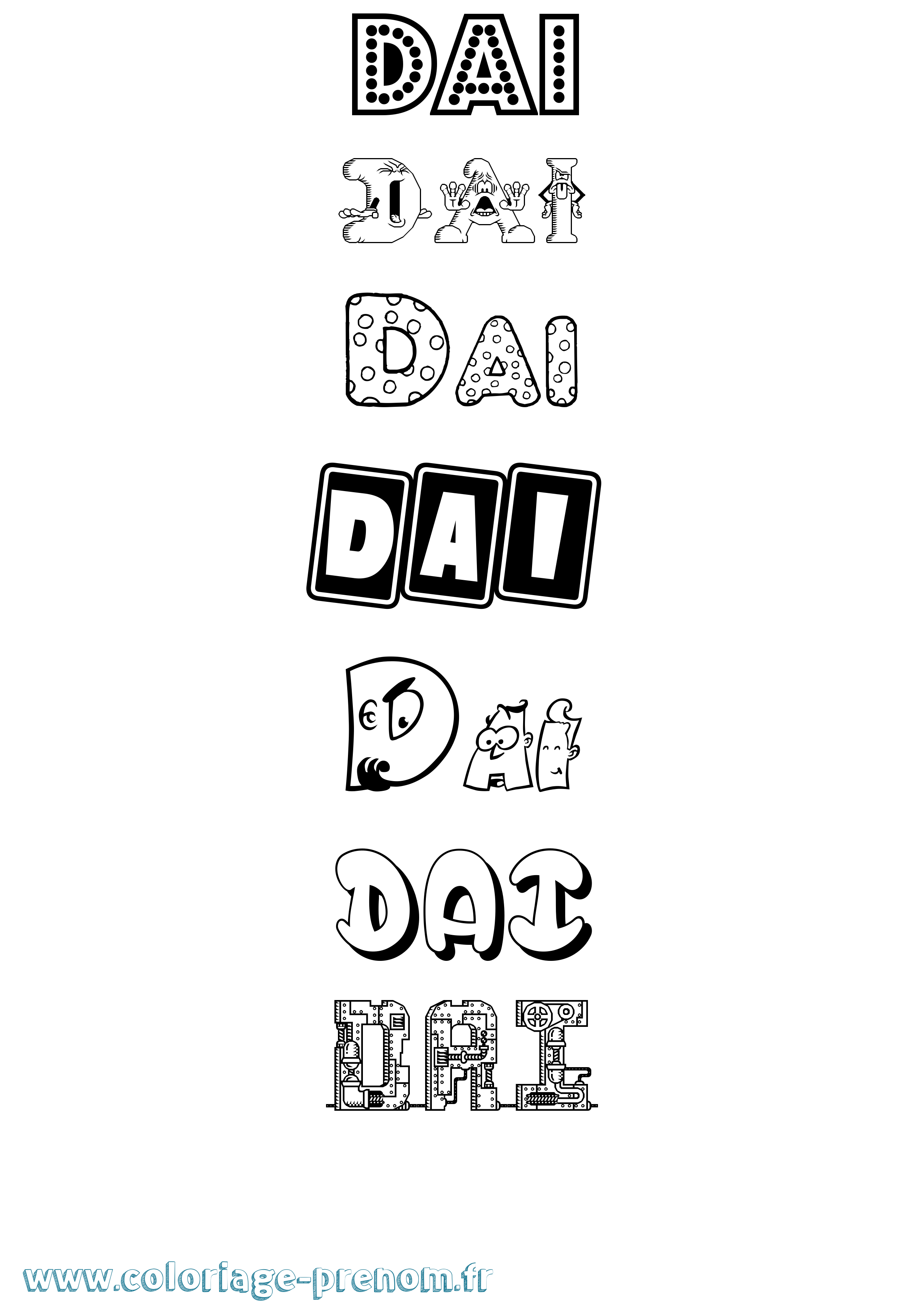 Coloriage Dai Fun Coloriage prénom Dai Fun