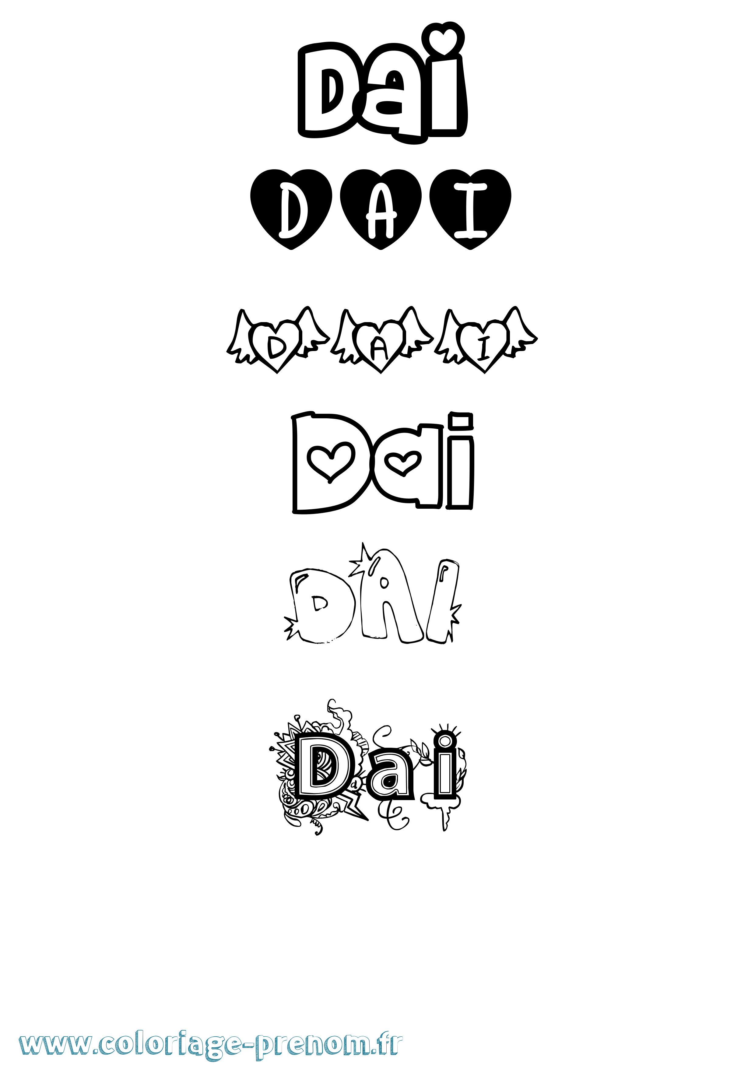 Coloriage Dai Girly Coloriage prénom Dai Girly
