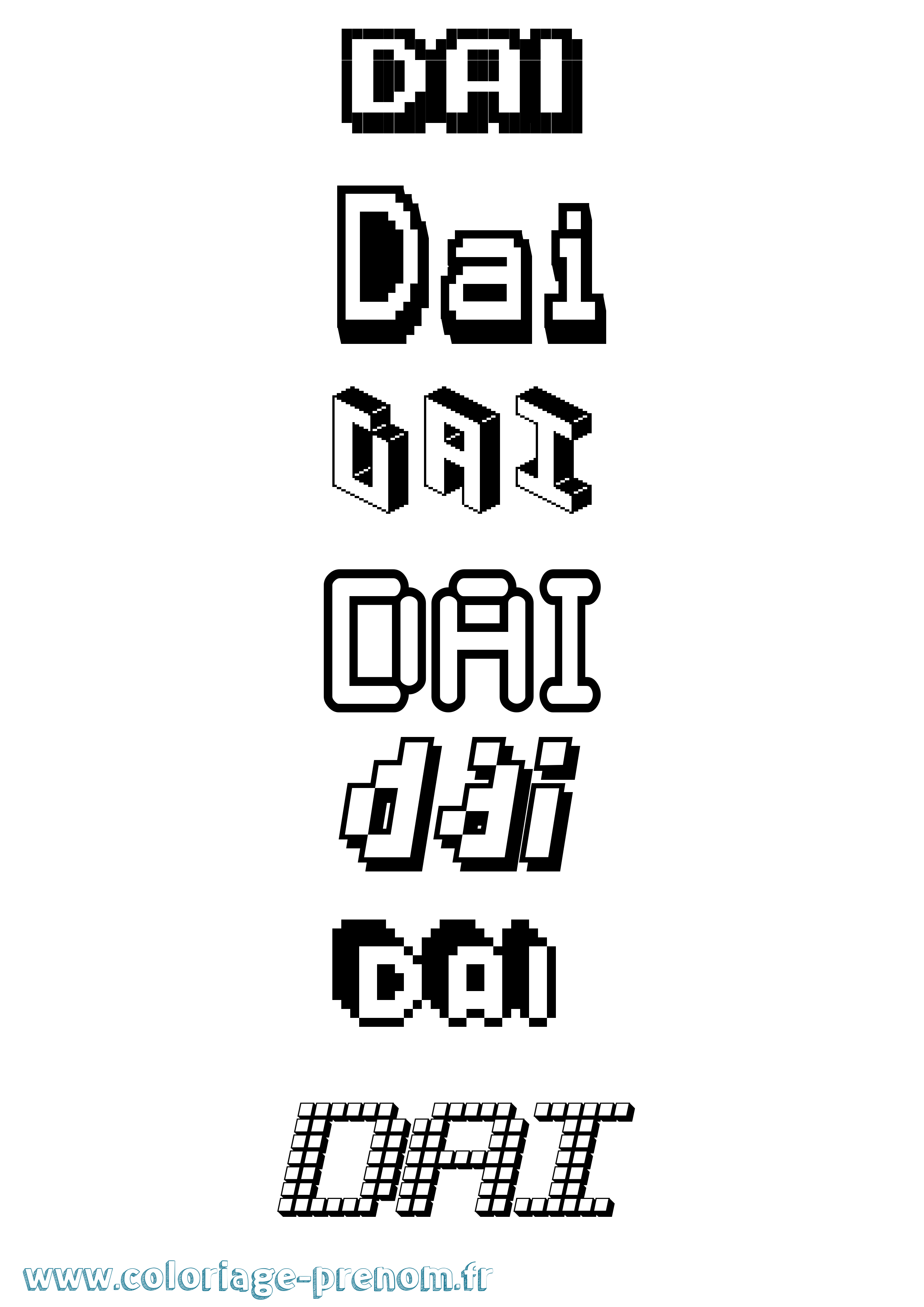 Coloriage Dai Pixel Coloriage prénom Dai Pixel