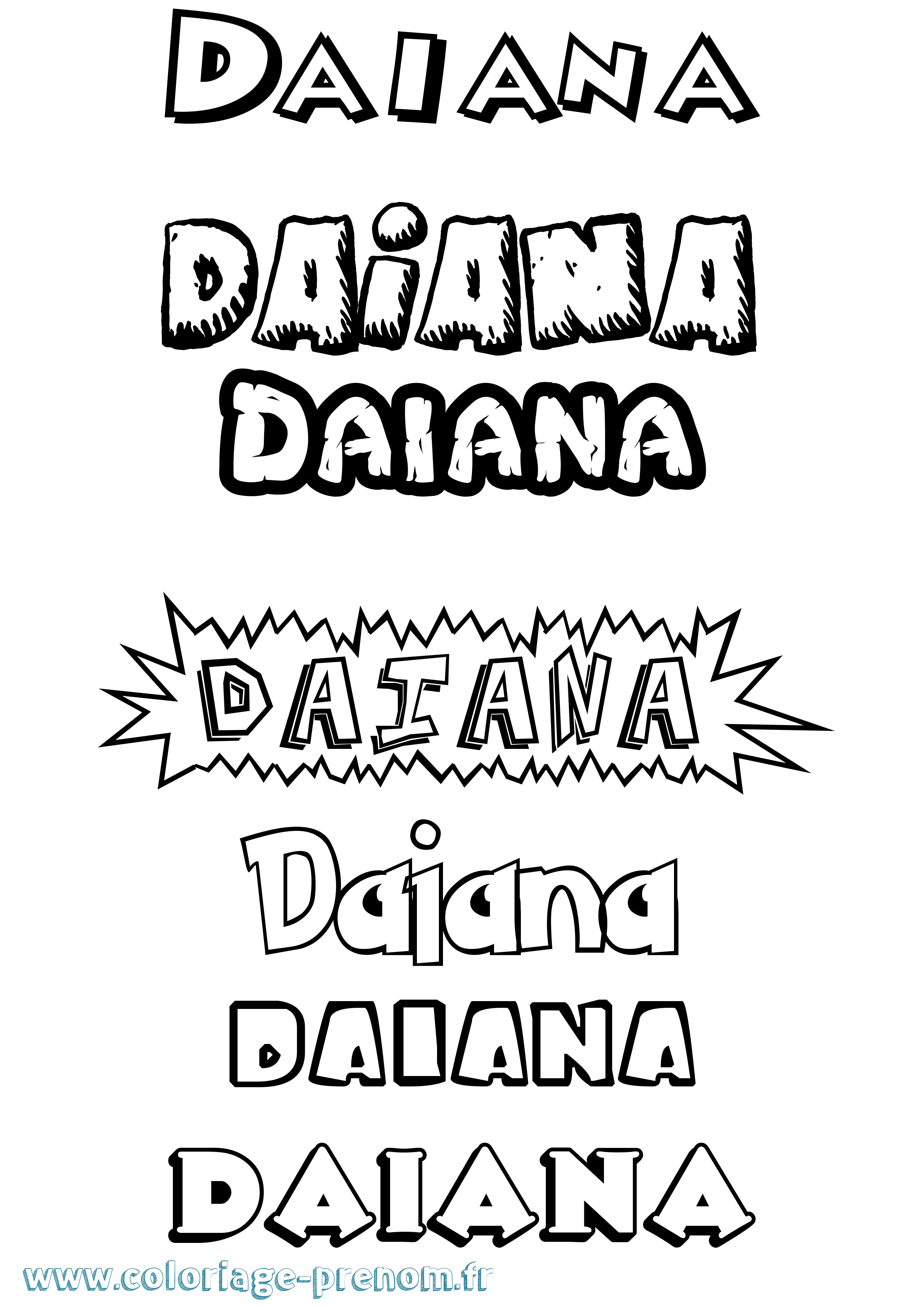 Coloriage prénom Daiana Dessin Animé