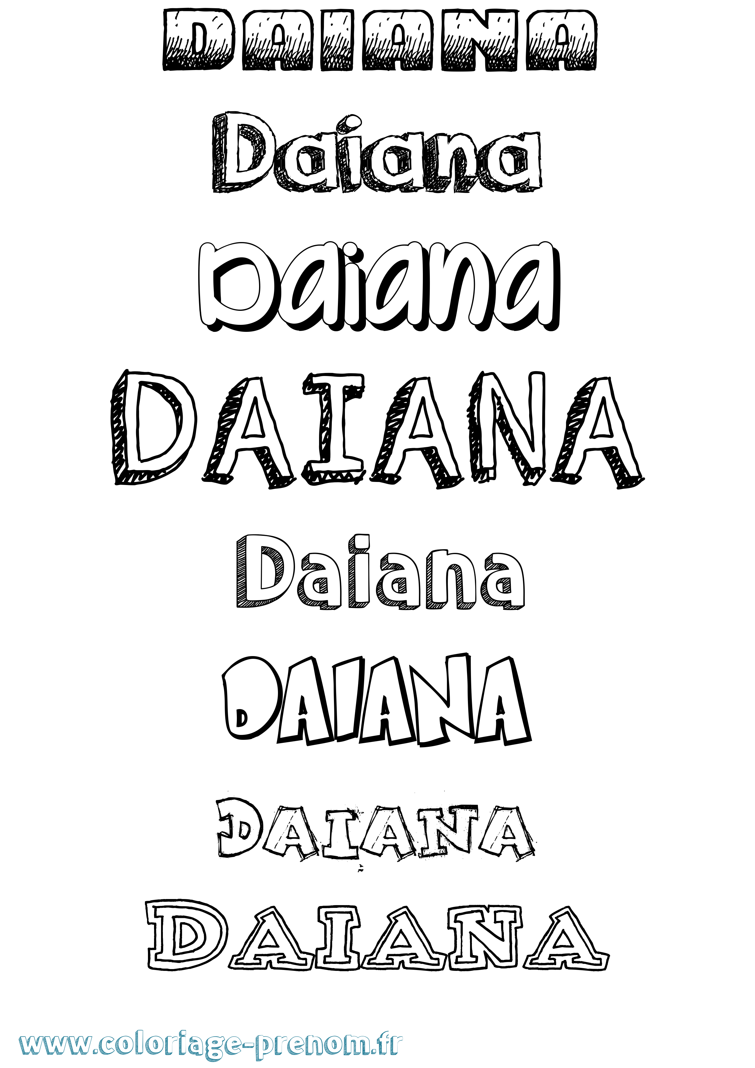 Coloriage prénom Daiana Dessiné