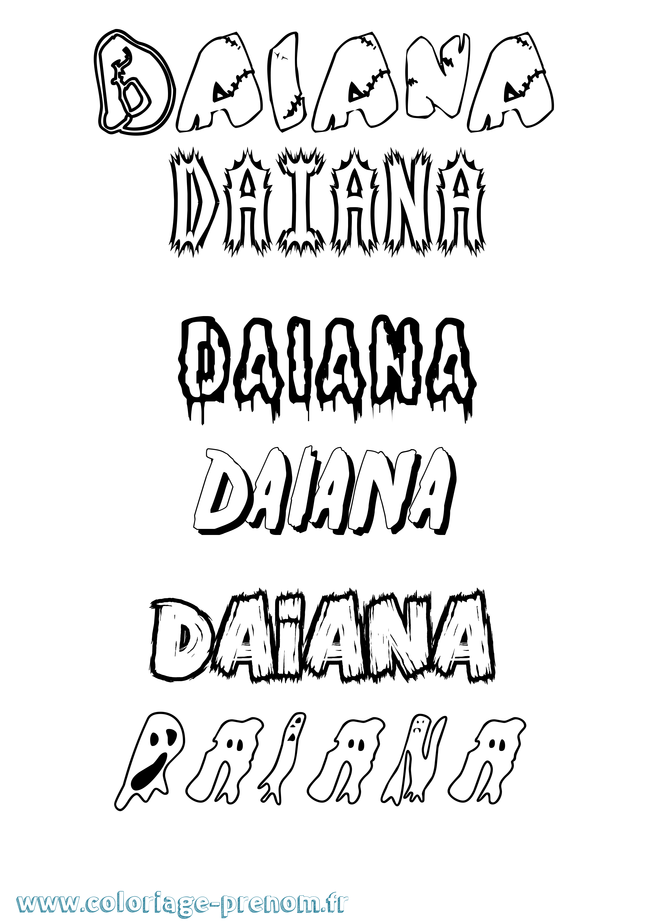 Coloriage prénom Daiana Frisson