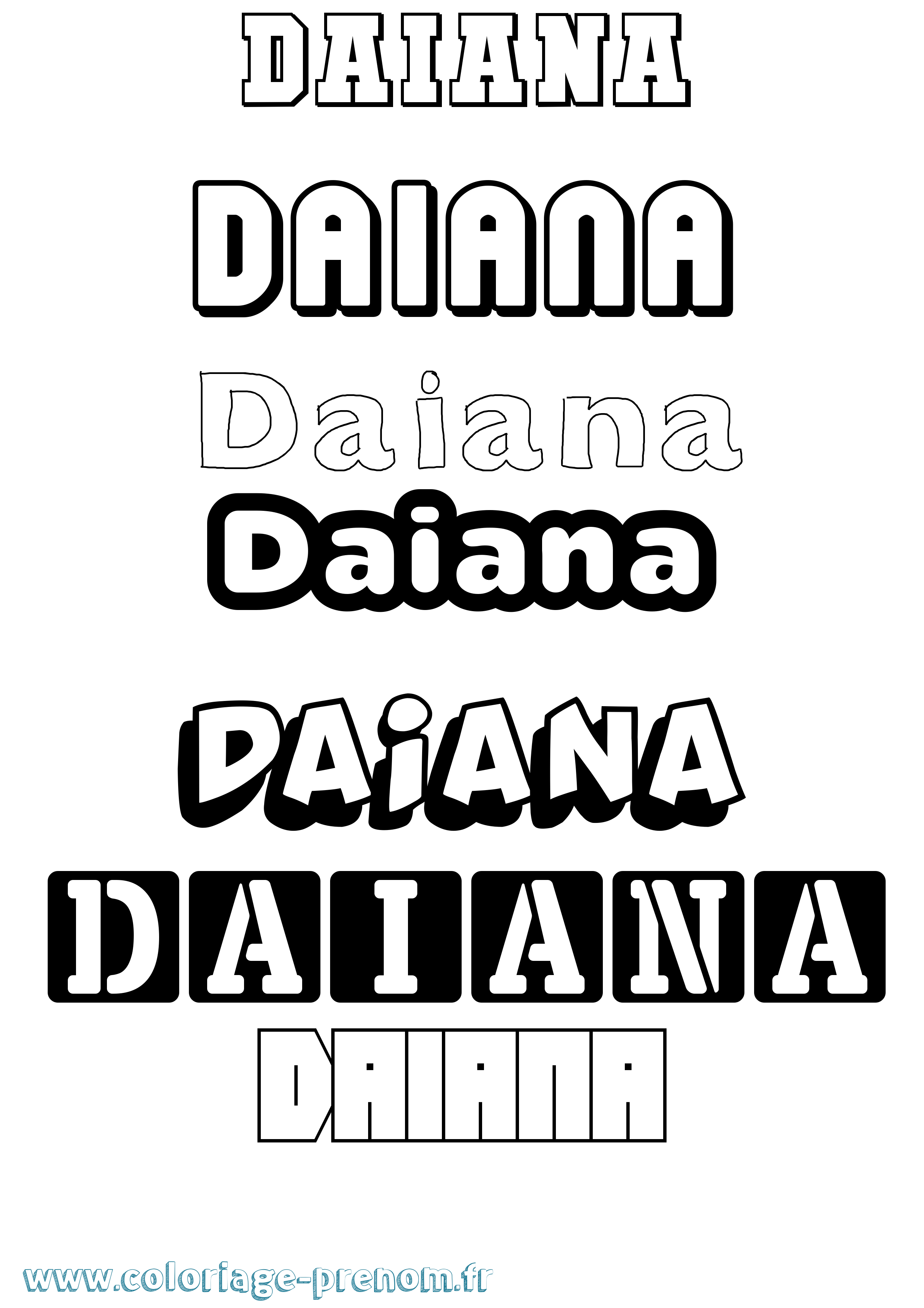Coloriage prénom Daiana Simple