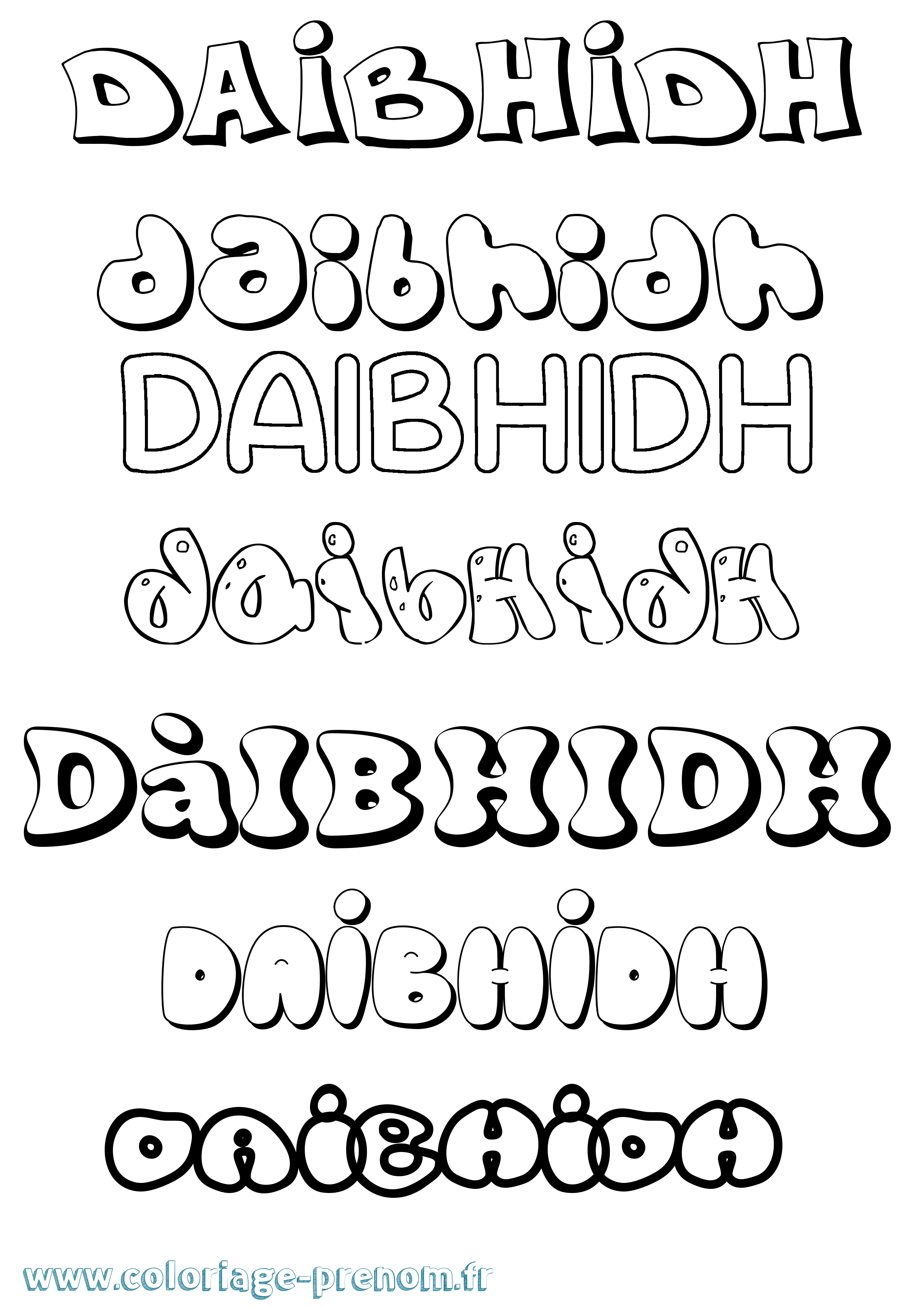 Coloriage Dàibhidh Bubble Coloriage prénom Dàibhidh Bubble