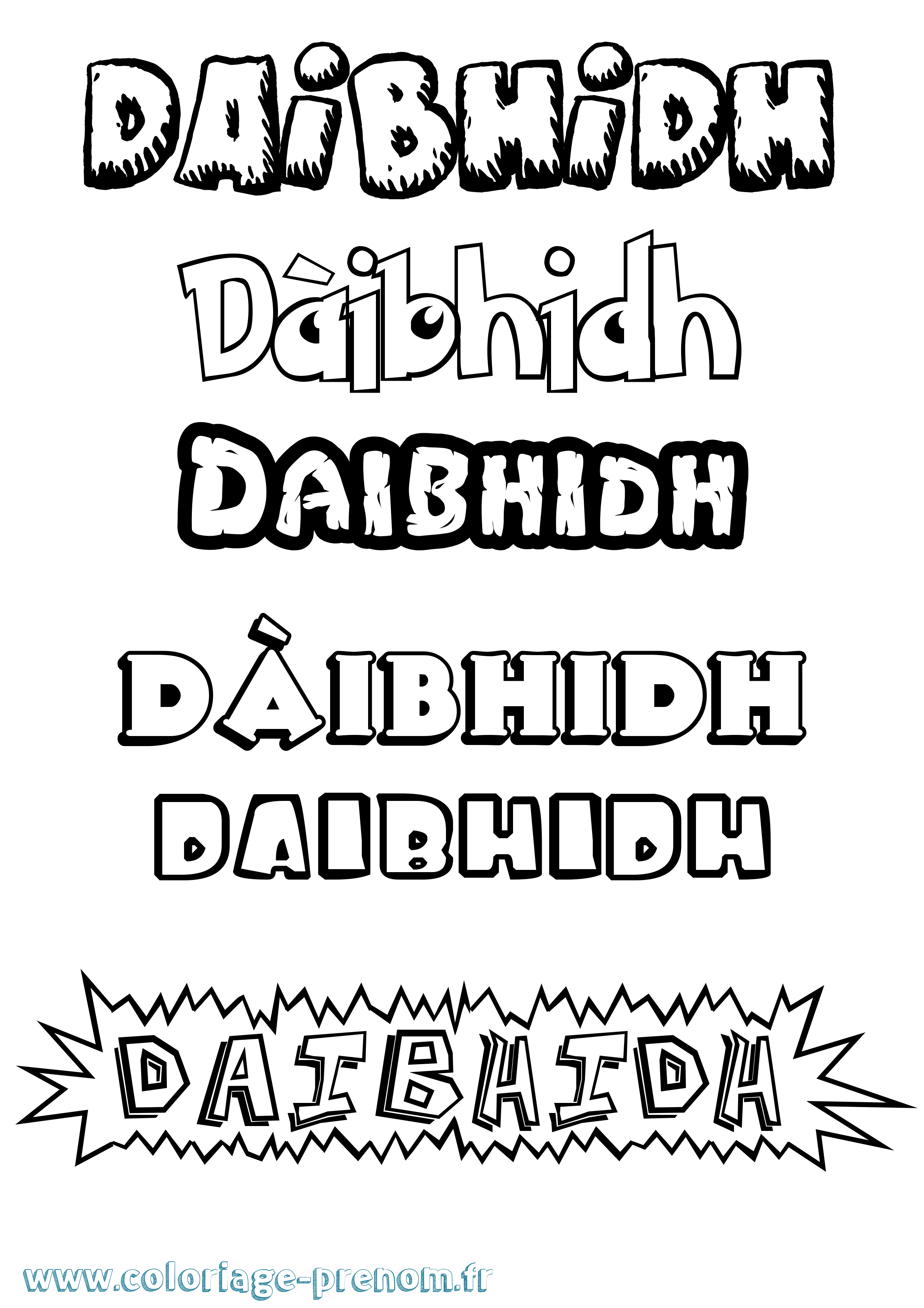 Coloriage Dàibhidh Dessin Animé Coloriage prénom Dàibhidh Dessin Animé