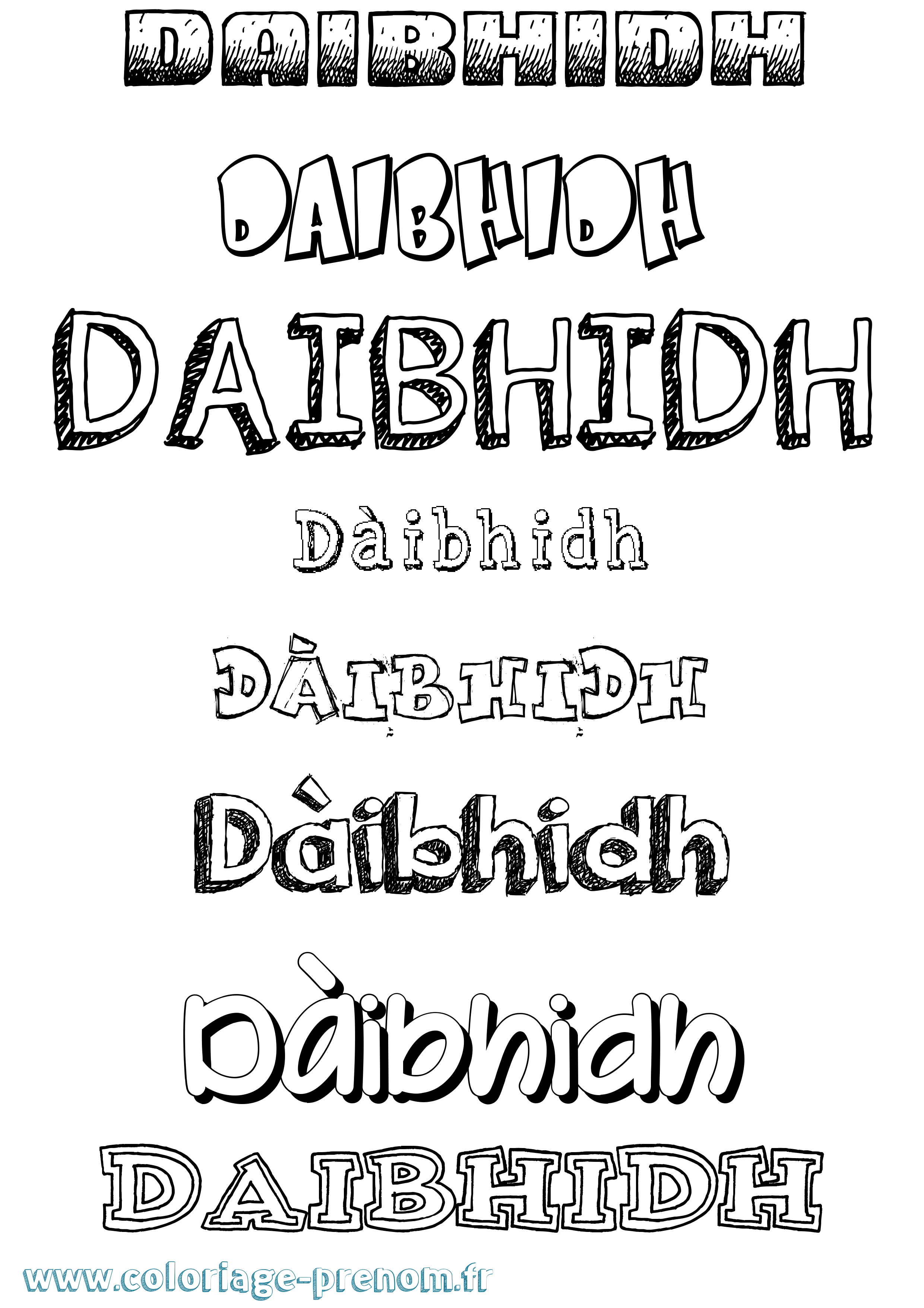 Coloriage Dàibhidh Dessiné Coloriage prénom Dàibhidh Dessiné