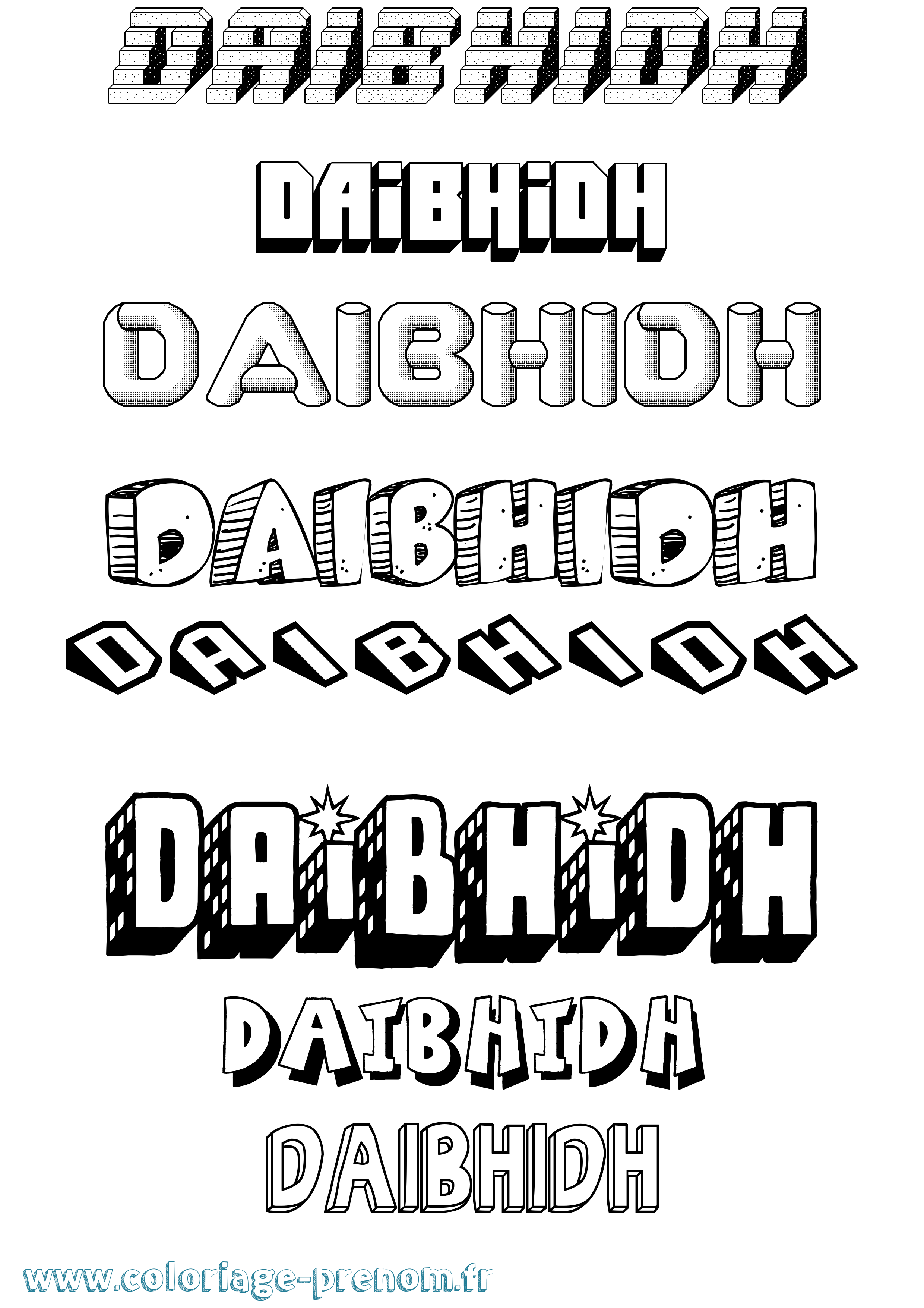 Coloriage Dàibhidh Effet 3D Coloriage prénom Dàibhidh Effet 3D