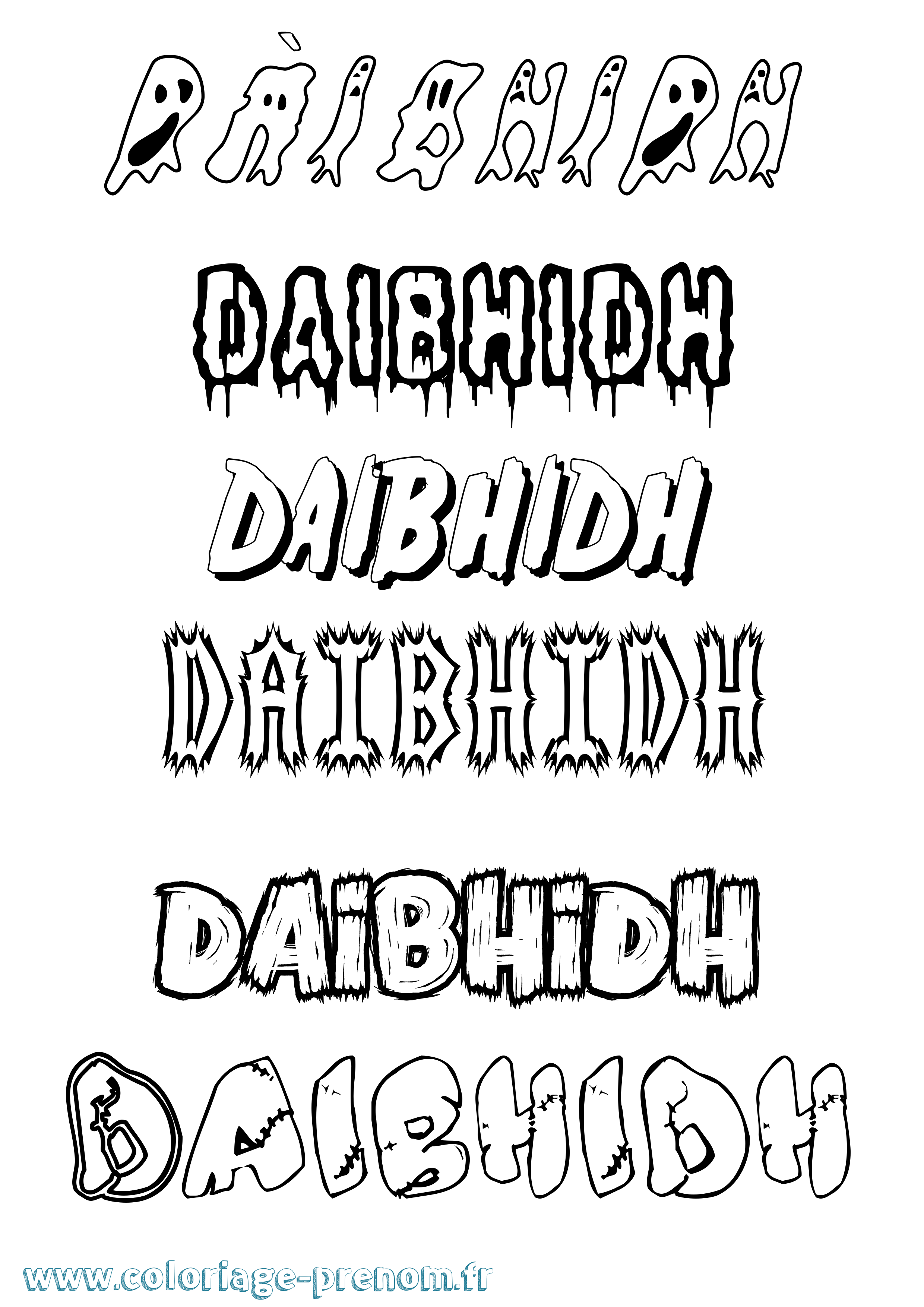 Coloriage Dàibhidh Frisson Coloriage prénom Dàibhidh Frisson