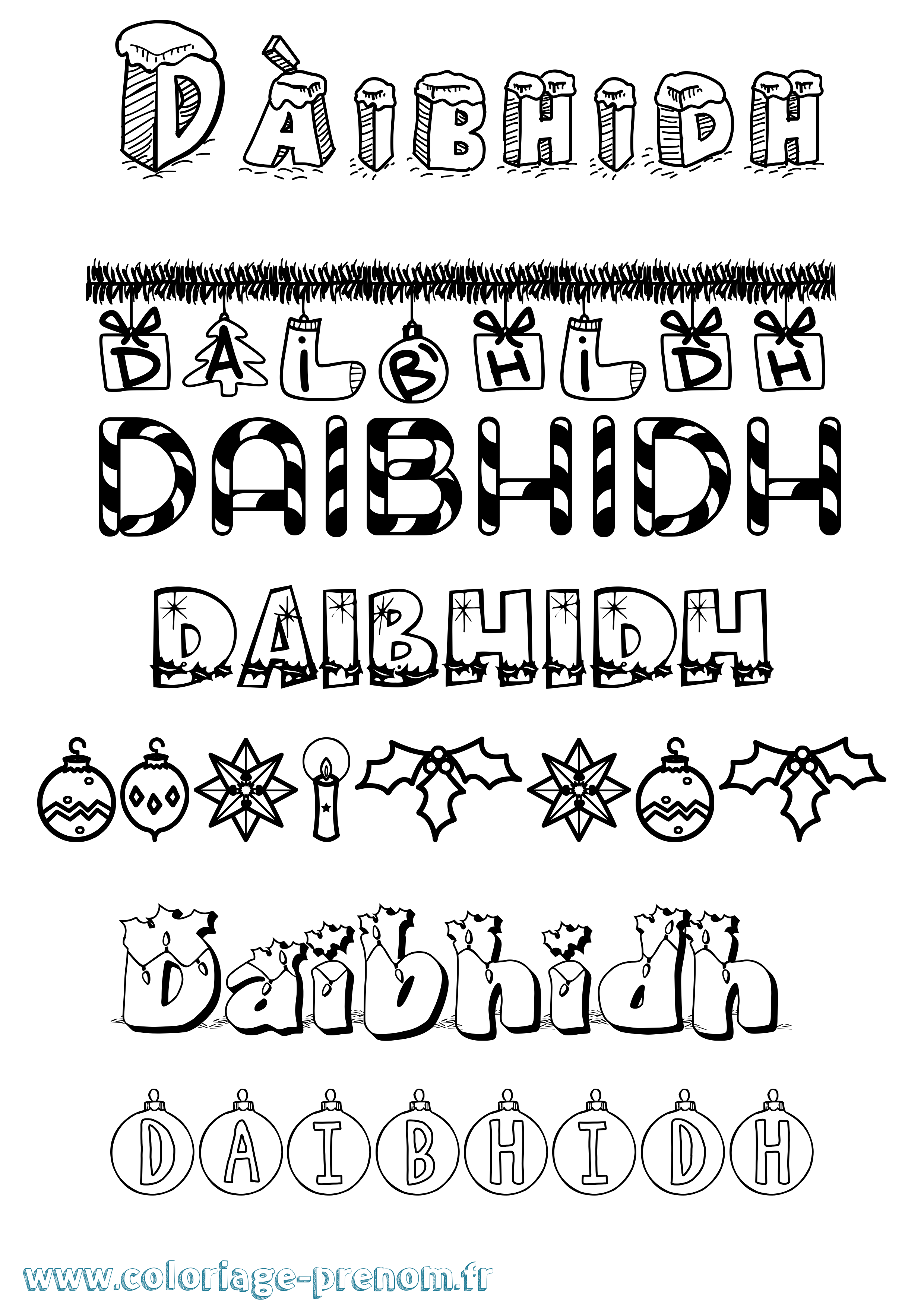Coloriage Dàibhidh Noël Coloriage prénom Dàibhidh Noël