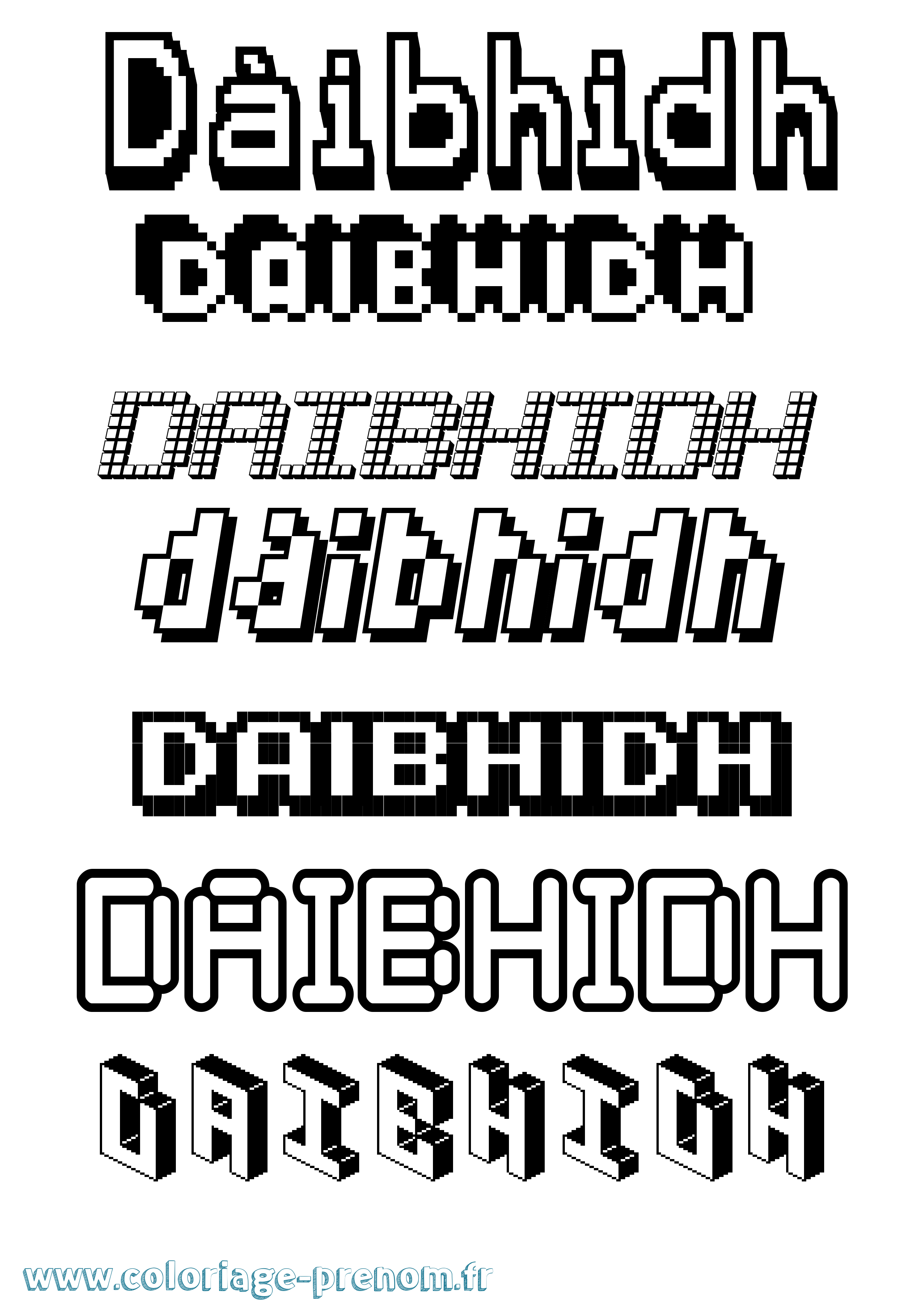 Coloriage Dàibhidh Pixel Coloriage prénom Dàibhidh Pixel
