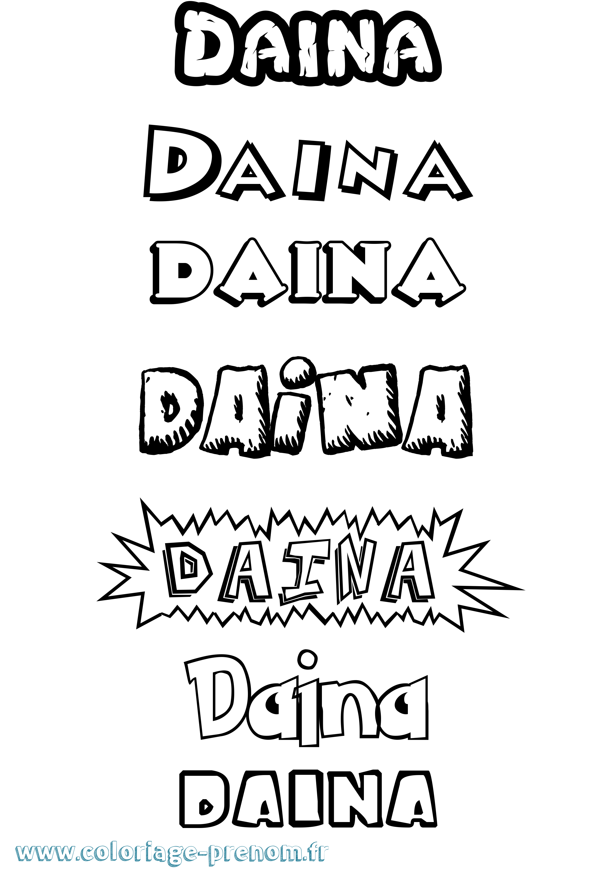 Coloriage prénom Daina Dessin Animé